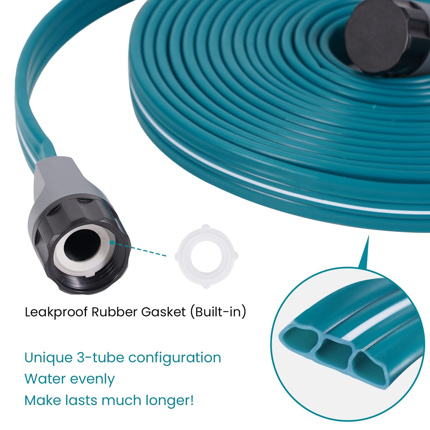 LINEX Sprinkler Soaker Hose 75 ft for Garden Lawn Watering Hose with Hose Stakes