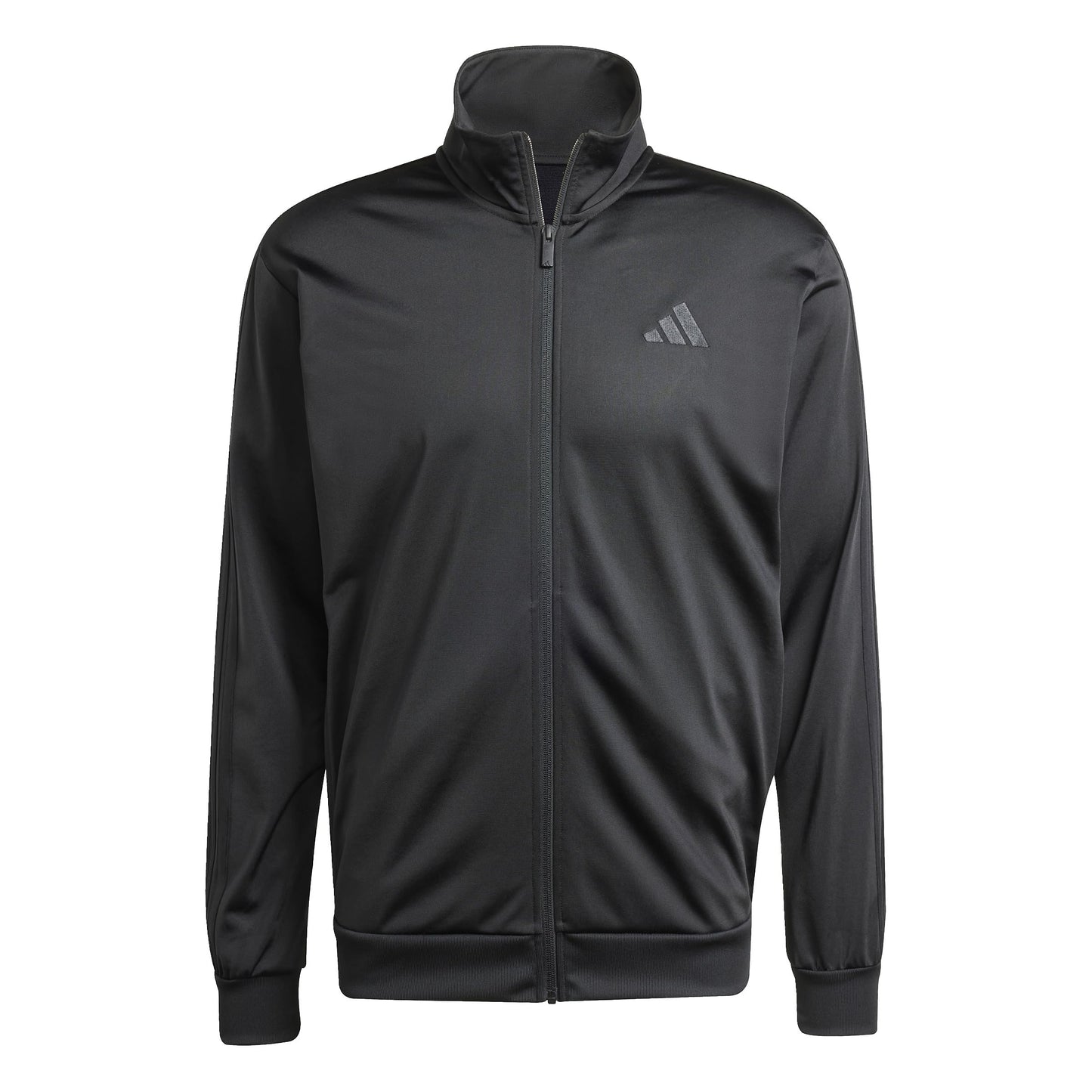 adidas Men's 3-Stripes Tricot Track Top, Black/Black, Small