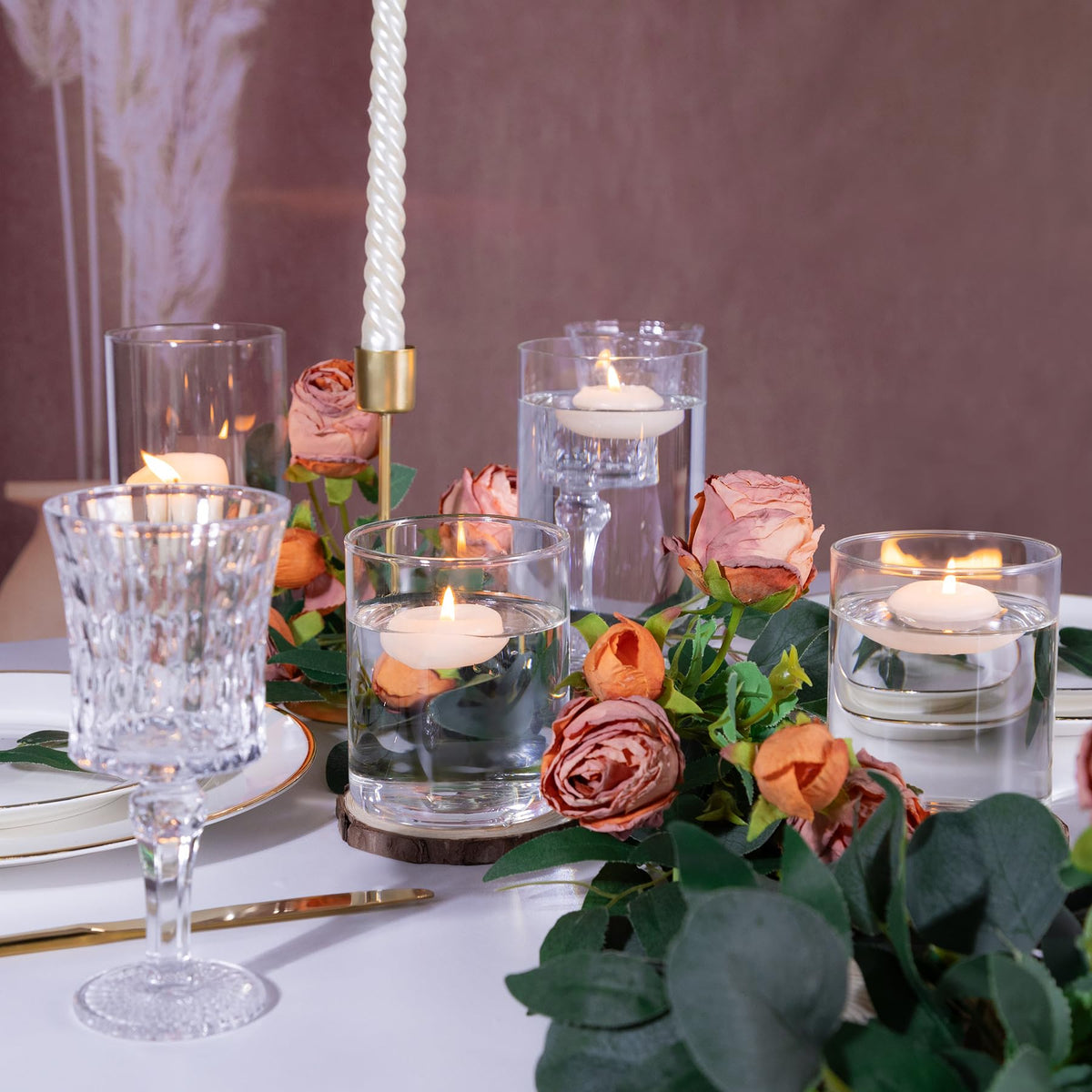 12pcs Glass Cylinder Vases for Centerpieces | 4 Inch Tall Flower Vase for Wedding Decorations, Clear Floating Candle Vases in Bulk, Hurricane Candle Holders for Table, Home Décor