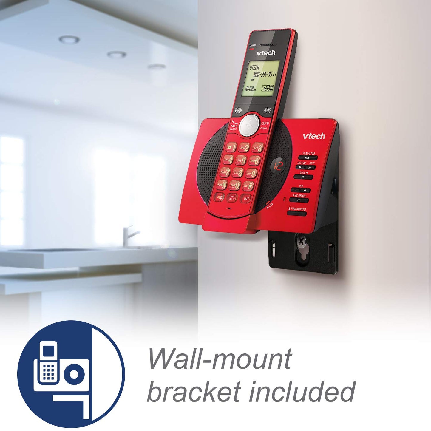 VTech DECT 6.0 Dual Handset Cordless Phones with ITAD, CID, Backlit Keypads and Screens, Full Duplex Handset Speakerphones, Call Block Red - CS6929-26