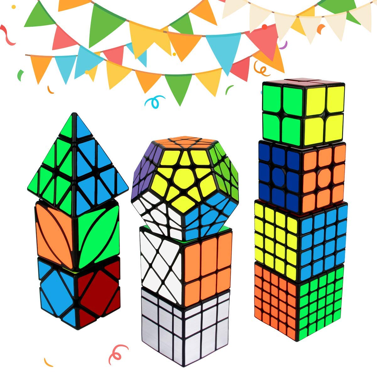 Speed Cube Set, Aitey Cube Bundle 2x2 3x3 4x4 5x5 Pyramid Megaminx Skew Mirror Ivy Windmill Sticker Magic Cube Collection - Puzzles Cube Toys Gift for Kids and Adults Set of 10