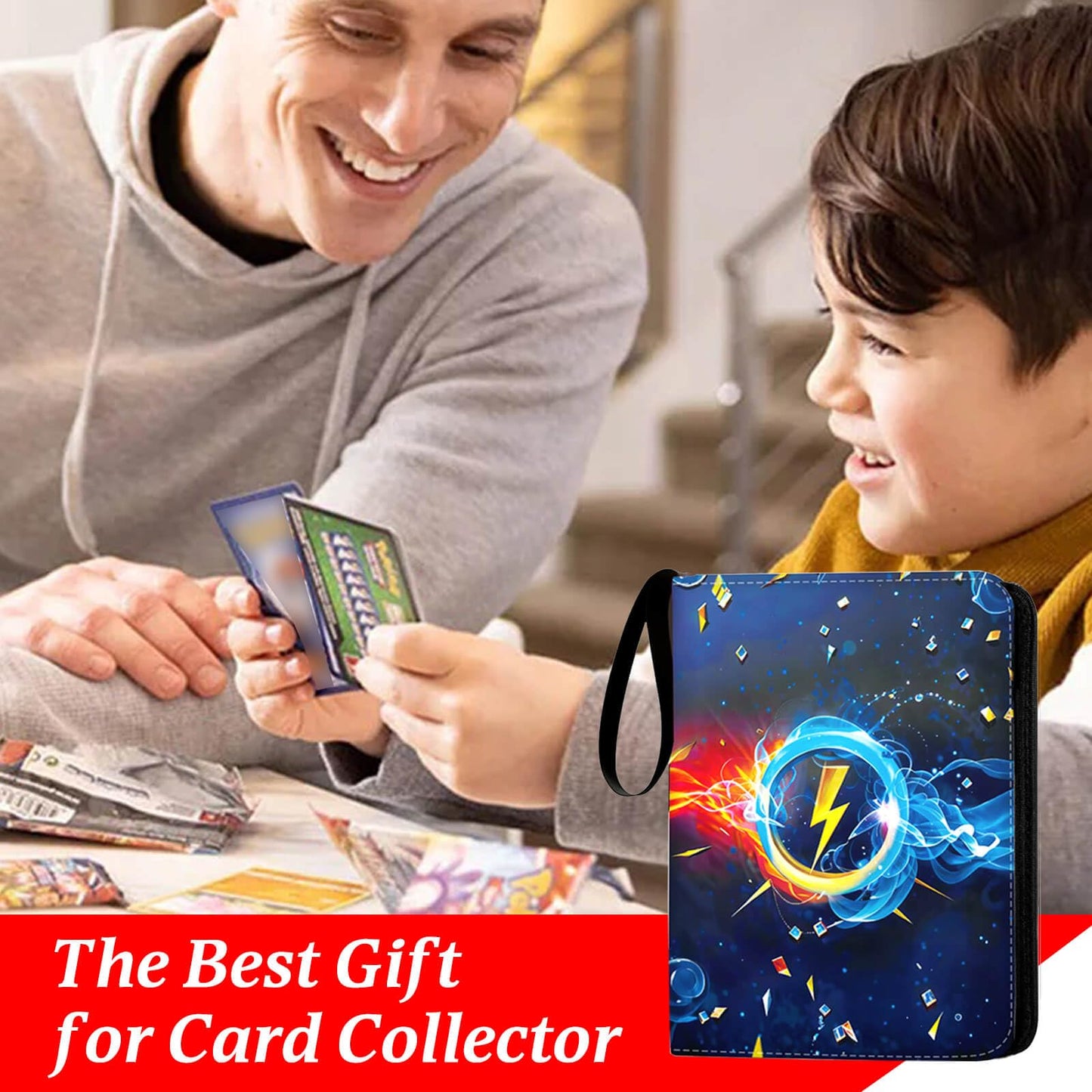 Karjiang 9-Pocket Card Binder, 900 Capacity Trading Card Binder with 50 Removable Pages for MTG, TCG Game Cards and Sports Cards Storage, Waterproof PU Leather Zipper Card Album (Cartable Carte)