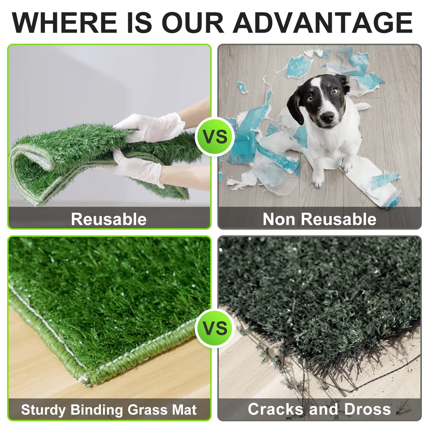 Hompet Dog Toilet Indoor Puppy Training Pad, Removable Dog Potty for Easier Clean Up,Dog Grass Pad with Tray Pet Training Grass Mat