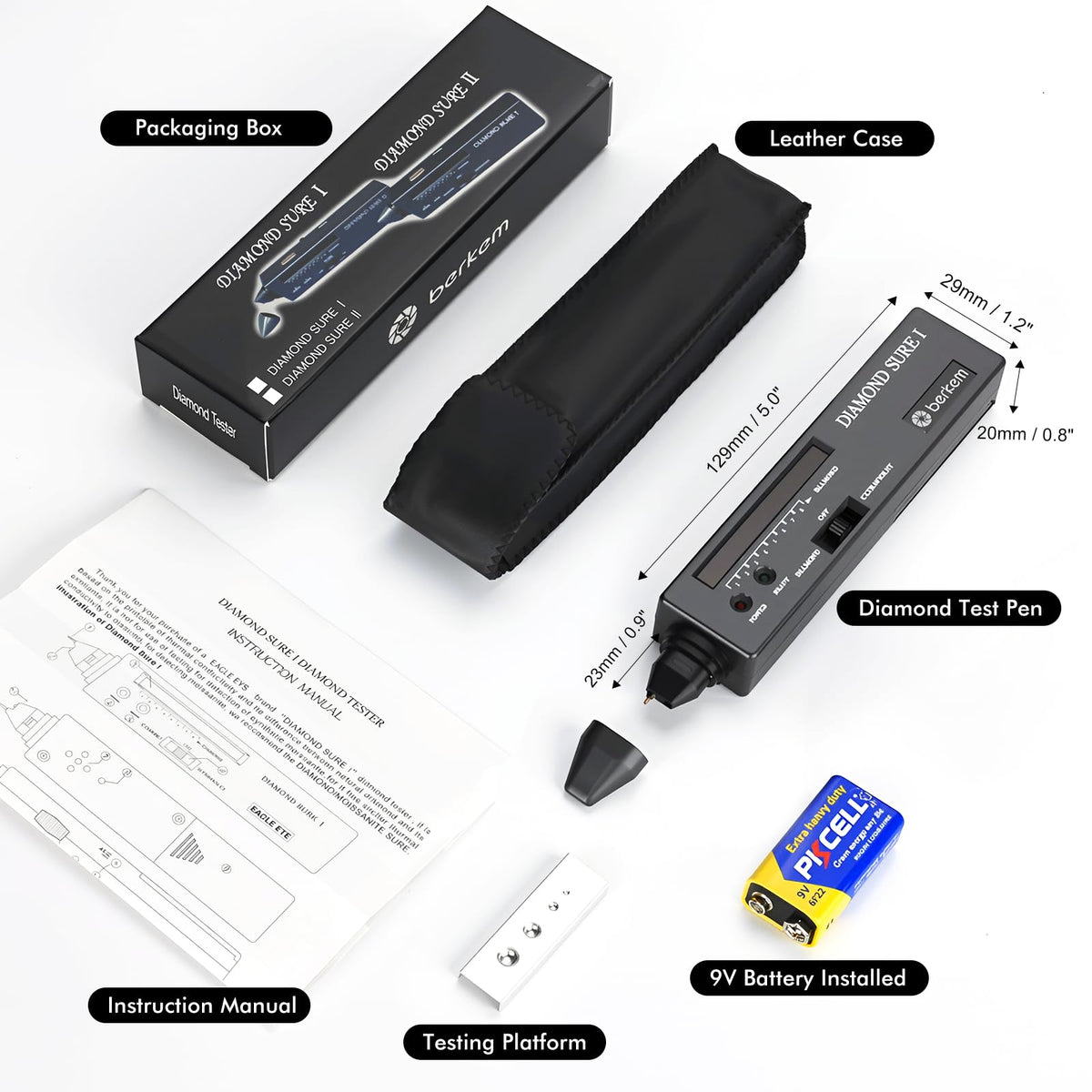 Valkynos Professional Diamond Tester Pen with 365nm UV Light & Thermal Sensor – Fast 0.5s Detection, Portable Gem Checker for Novice & Experts – Battery Included
