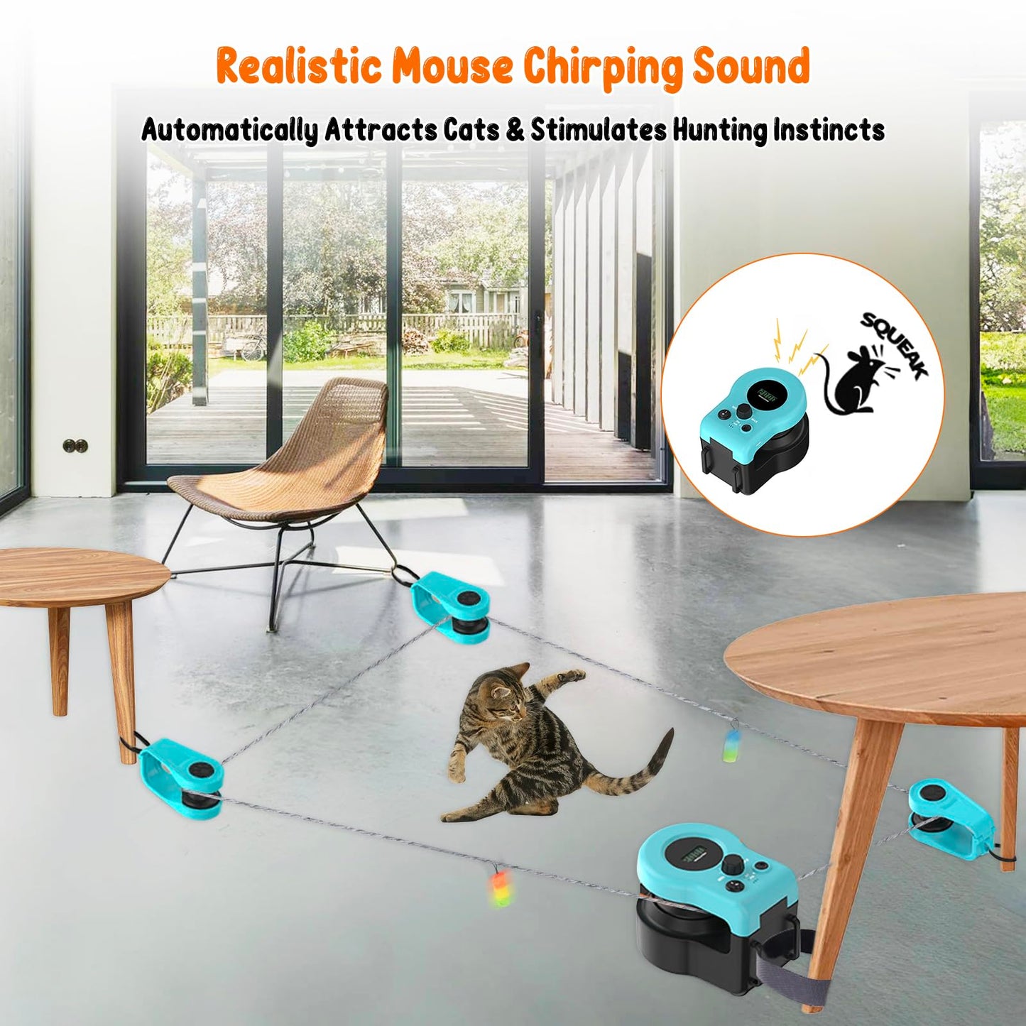 Homegroove Interactive Cat Toys for Indoor Cats, Auto/Remote Control DIY Cat Mouse Hunting Treadmill, Adjustable Speed Cat Chase Toy for Fitness, Playtime & Energy Release (Blue)