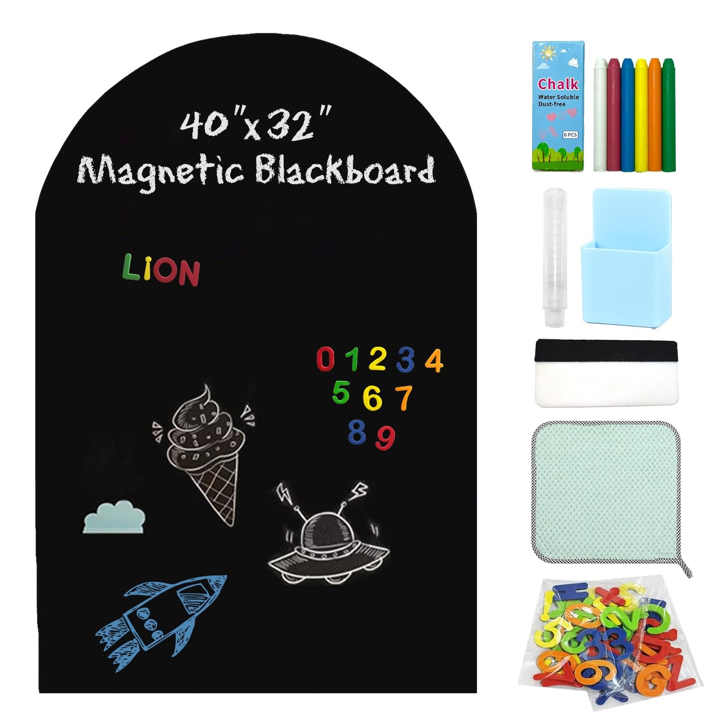 40"x 32" Magnetic Chalkboard Wall Decal with Dust-Free Chalks Peel and Stick Blackboard for Kids Playroom School Home Decor