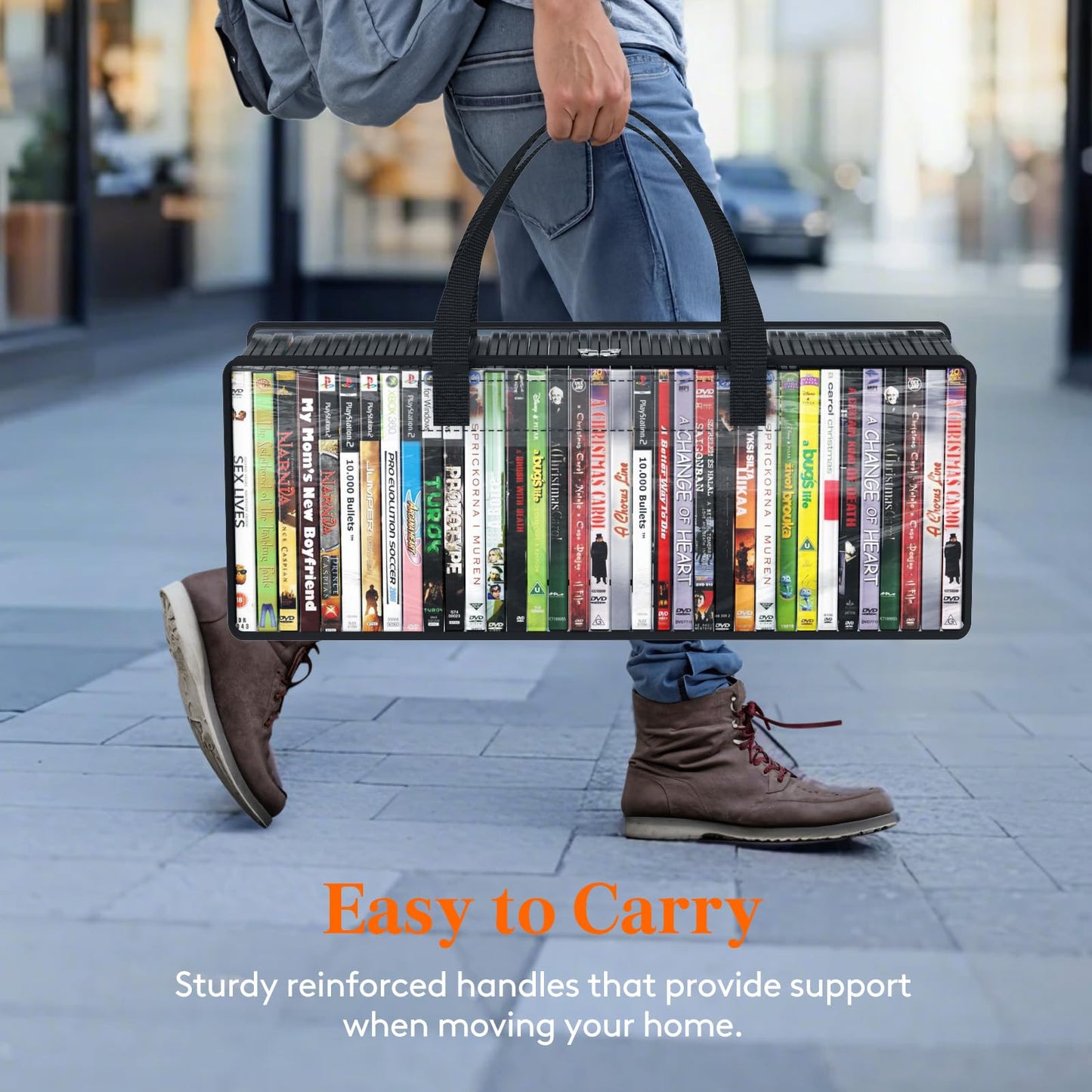 Lifewit DVD Storage Bags, Clear PVC DVD Case Holder with Handles, Front Window Zipper Design, Stackable Media Organizer for Blu Ray Disc, Movie Cases, VHS Box, Hold 210 Pcs DVDs (35 Each), 6 Pack