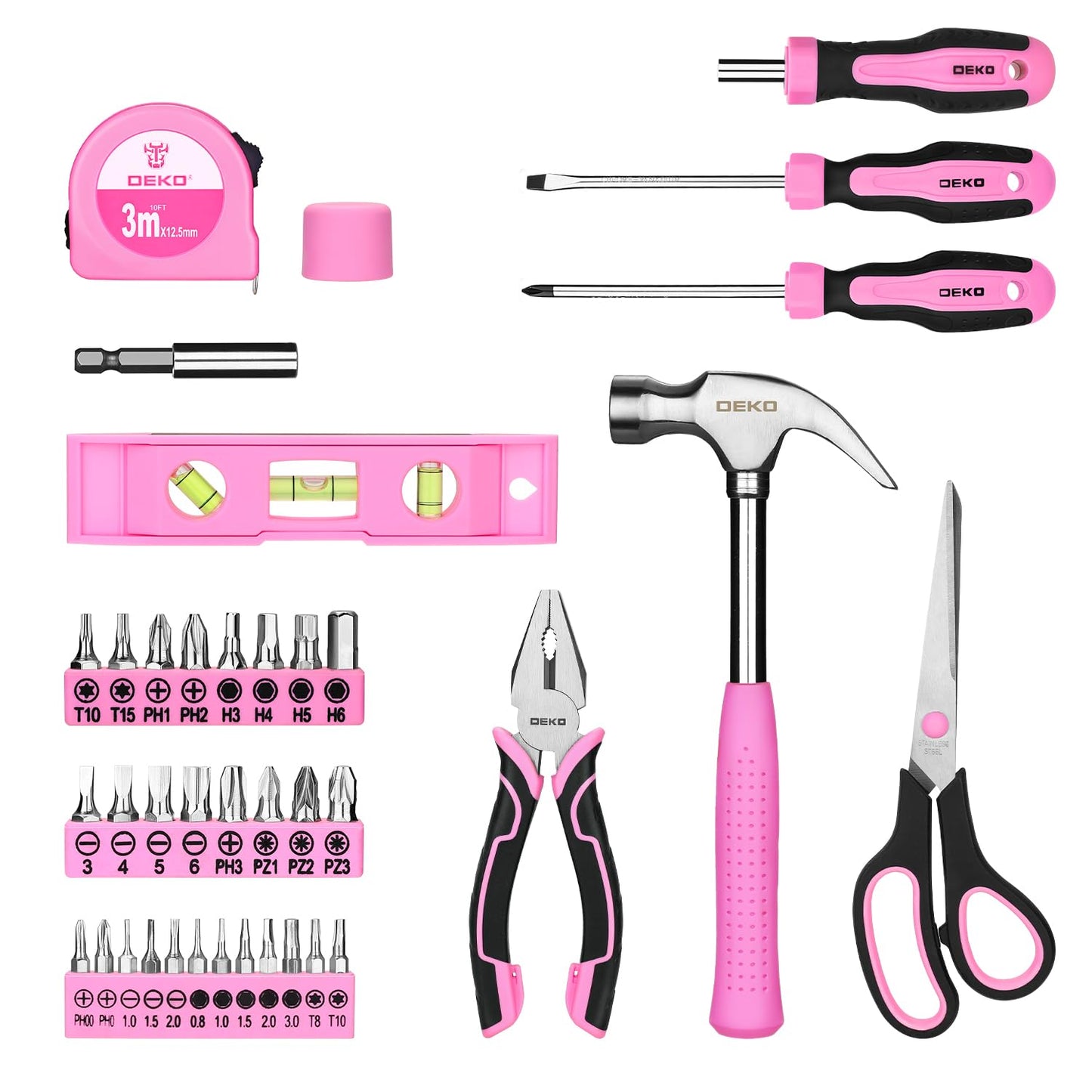 Pink Tool Kit: DEKOPRO Pink Tool Kit: Tool Set for Women Ladies, Home Tool Kit Set, DIY & Tools, Tool Kits for Home, Hand Tool Kits for Women, 42 Pieces