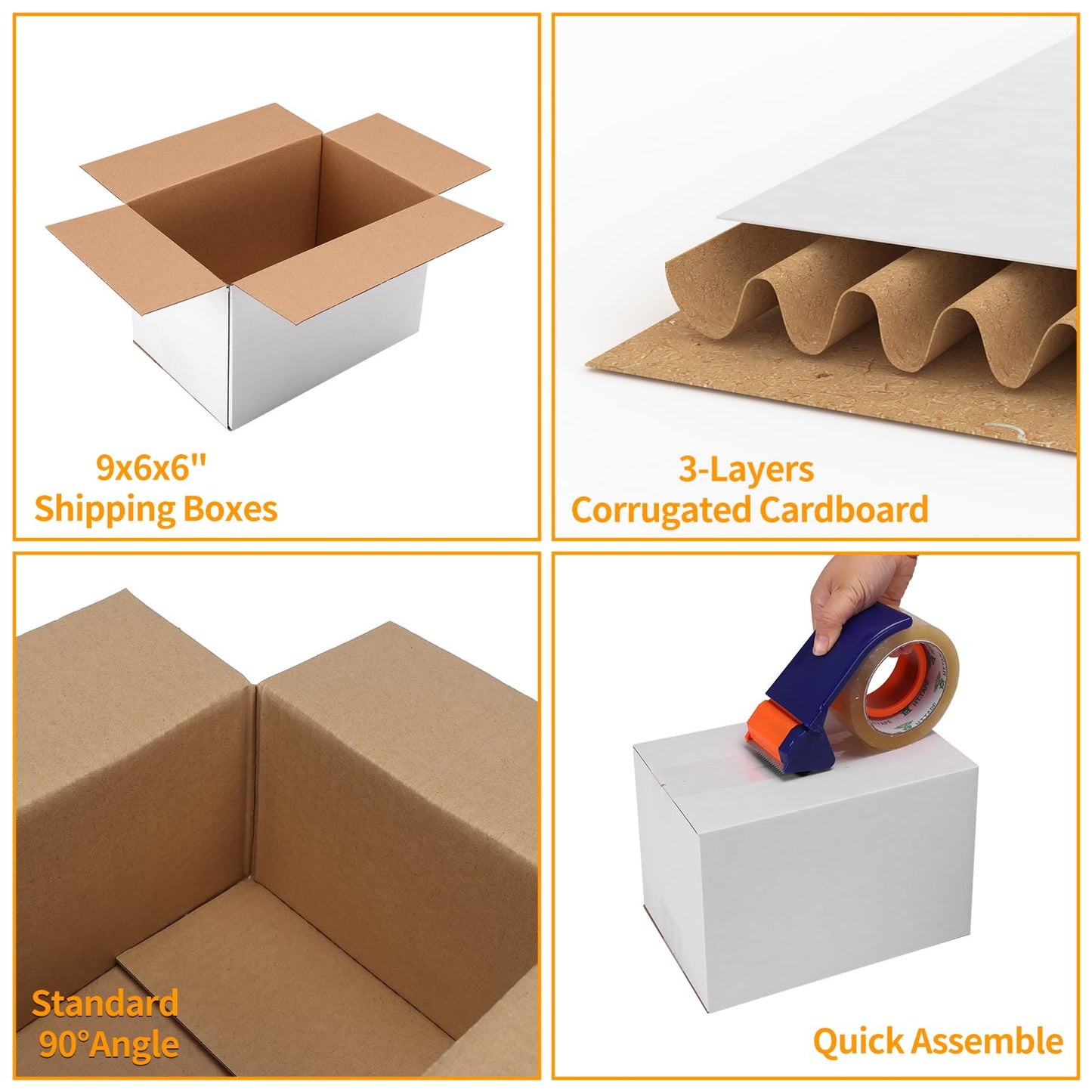 PETAFLOP 9x6x6 Shipping Boxes Set of 25, Small White Cardboard Mailer Box for Packing, Mailing, Business,DIY