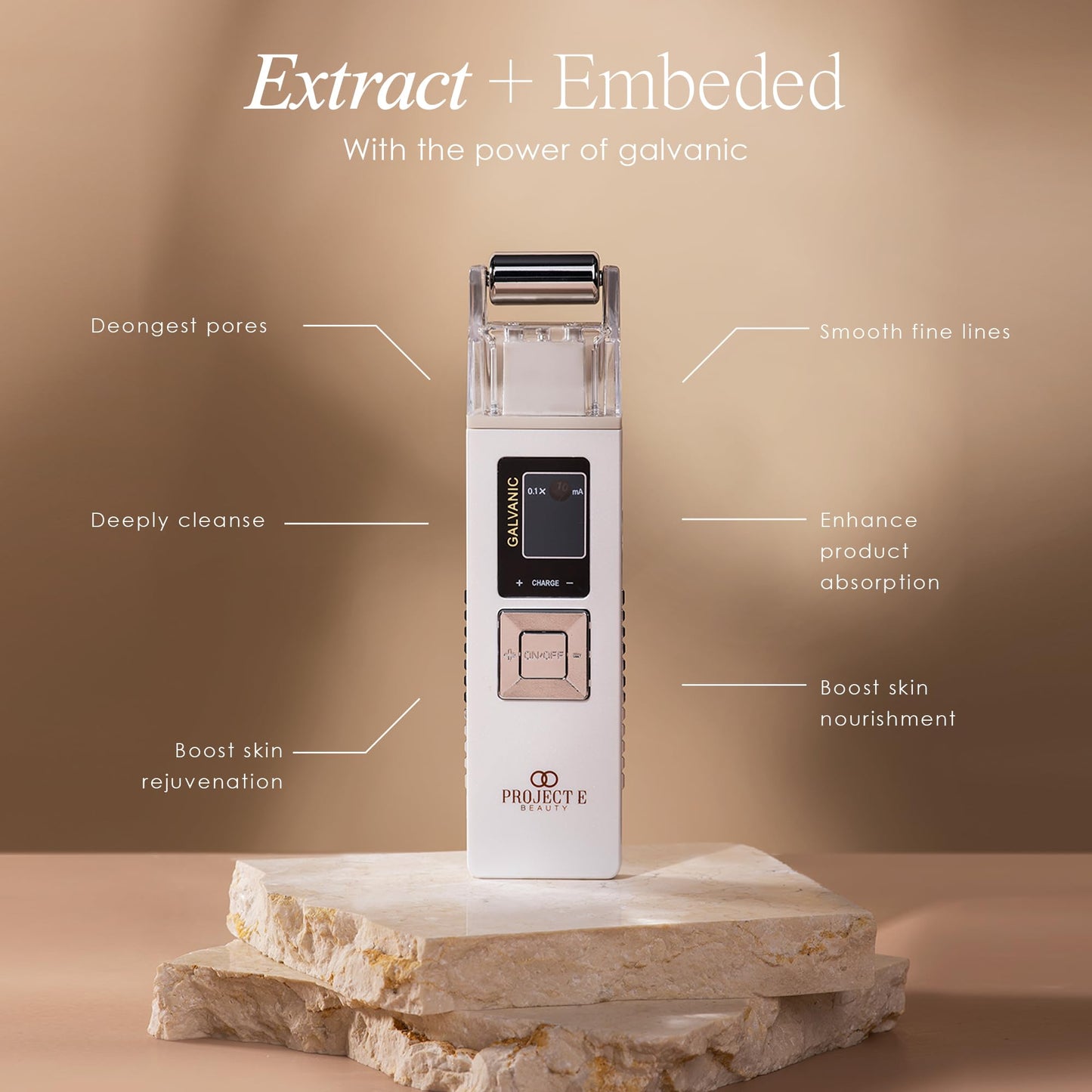 Project E Beauty Galvanic Facial Lifting Roller | Wireless Facial Skin Care Iontophoresis Reduce Wrinkles Skin Tightening Firming Fine Lines Desincrustation Facial Deep Pore Cleansing Rejuvenation Beauty Device