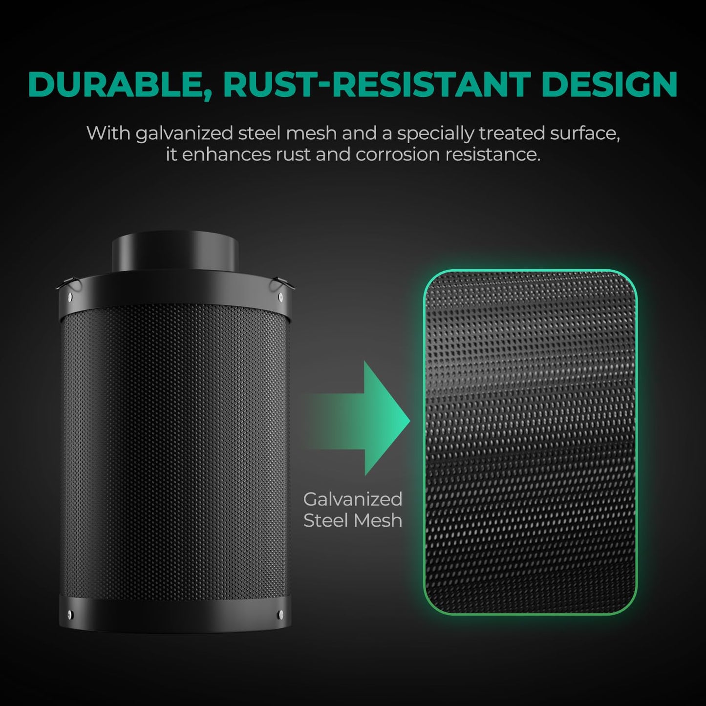 MARS HYDRO 4 Inch Air Carbon Filter Odor Control with Australian Virgin Charcoal, for Inline Duct Fan, Grow Tent, Hydroponics