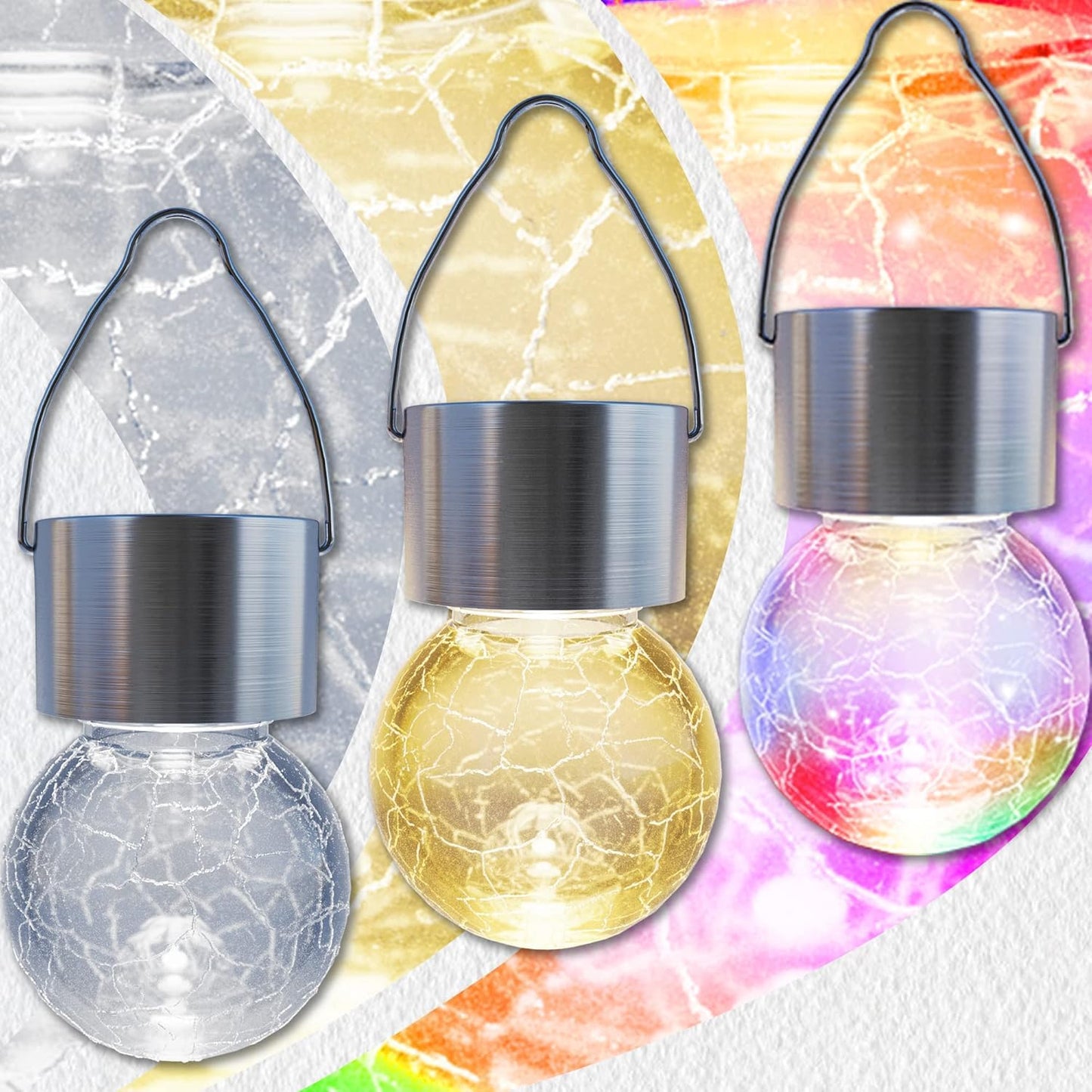 GIGALUMI 12 Pack Solar Outdoor Lights, Solar Hanging Lights for Christmas Decoration-Cracked Glass Solar Lights Outdoor Waterproof for Garden, Yard, Fence, Tree(Warm White)
