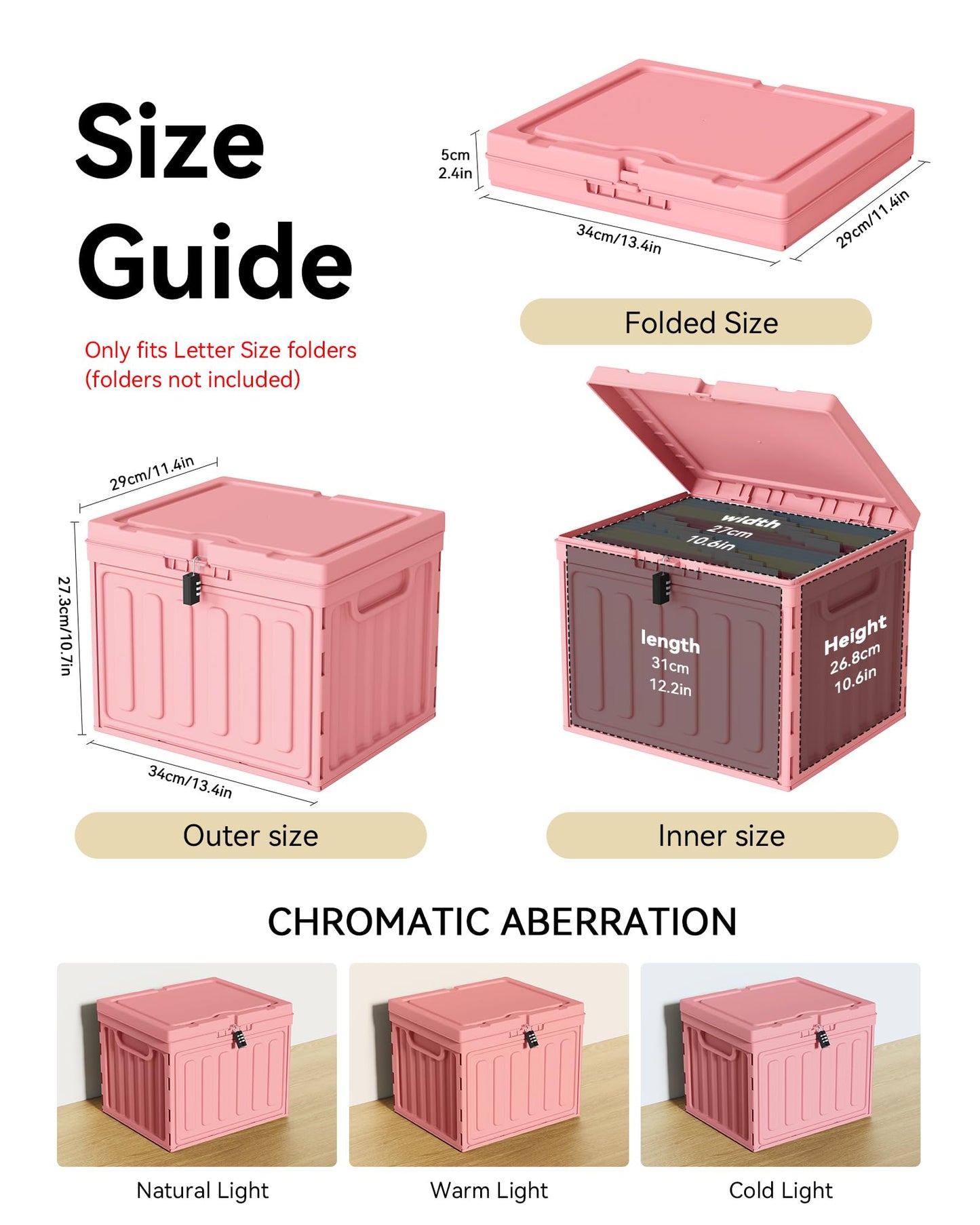 Oterri Plastic File Box with Lid for Letter Size Hanging File Folders, Hanging File Folder Box for Home, Office, School, File Cabinet, Assembly File Organizer, Stackable Storage Bins, Pink