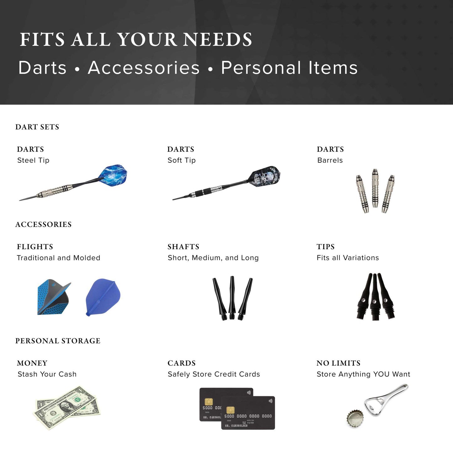 Viper by GLD Products Casemaster Plazma Pro Dart Case with Sapphire Zipper for Soft and Steel Tip Darts, Holds 6 Darts and Features Large Front Pocket for Mobile Device