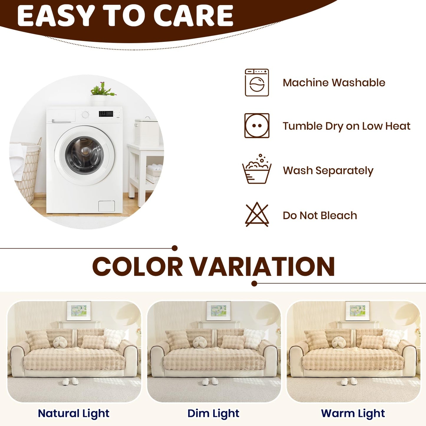 Royhom Couch Cover for Dogs, Sofa Covers 3 Seater, Pet Couch Protector for Dogs, Pet Blanket for Sofa Washable (Khaki, 35.4 x 70.9 Inch)