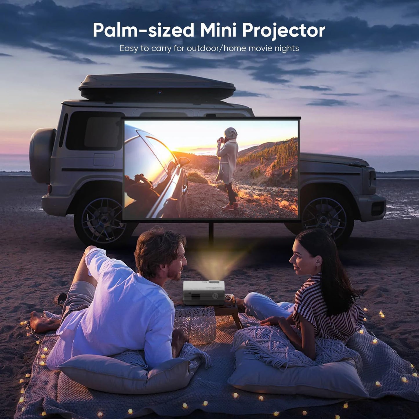 【Two-Way Bluetooth】 TMY 1080P Full HD Portable Mini Projector, Upgraded Movie Projector with Screen, Compatible with TV Stick Smartphone/HDMI/USB, Indoor & Outdoor Use