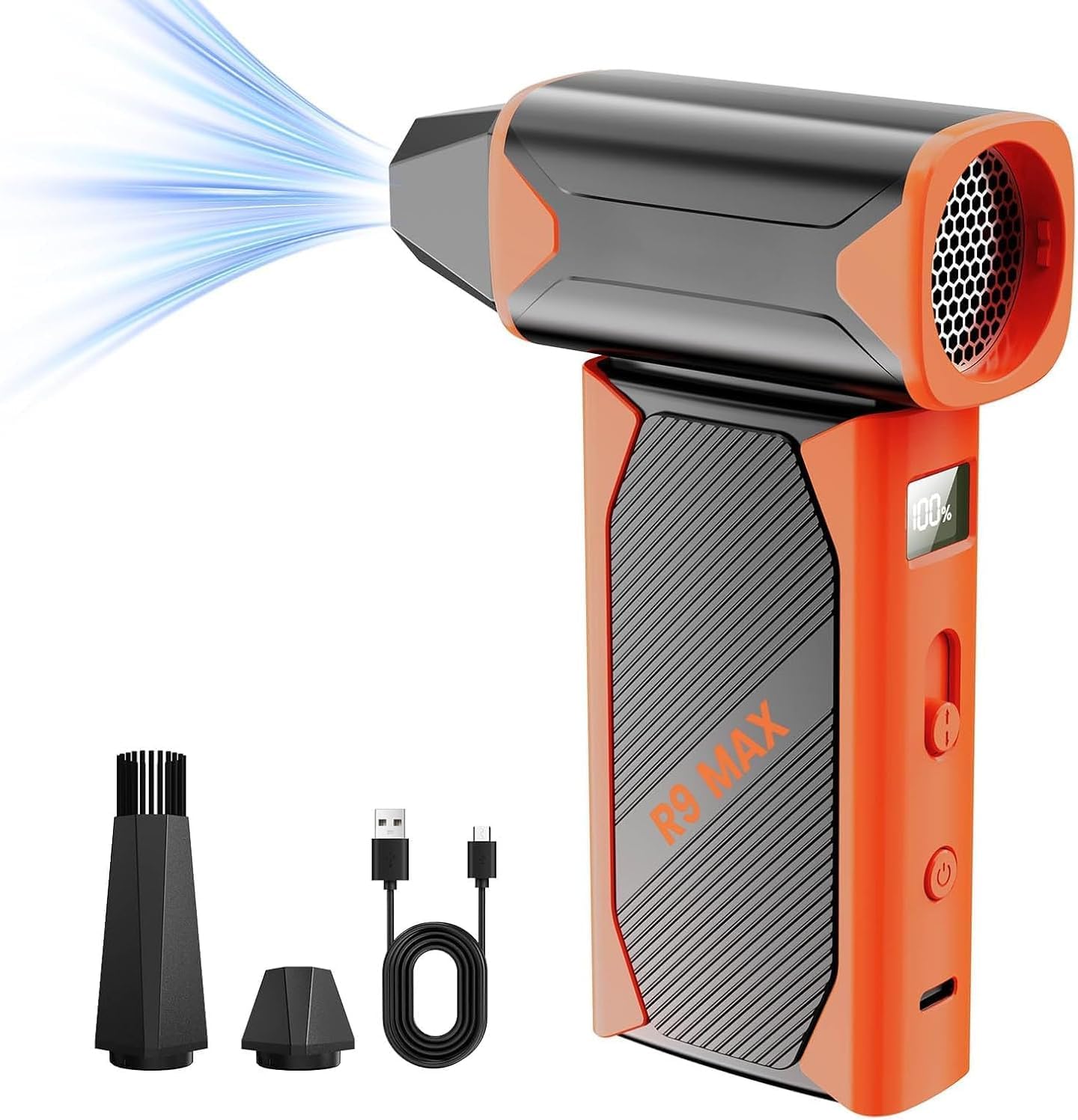 Compressed Air Duster,150000RPM Brushless Motor Electric Air Duster,8-Gear Adjustable Air Blower with LED Display, Rechargeable Powerful Dust Cleaner for Computer, Keyboard (Blackmax)