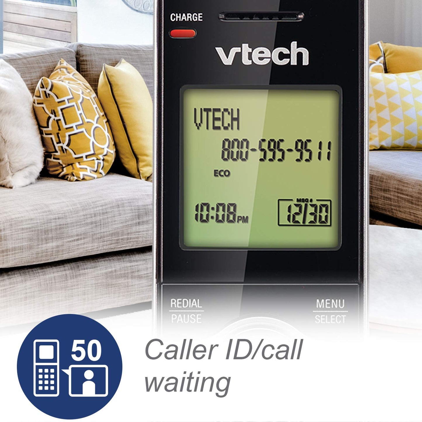 VTech DECT 6.0 Three Handset Cordless Phone with CID, Backlit Keypads and Screens, Full Duplex Handset Speakerphones, Call Block, (Not Answering Machine Version) Silver/Black