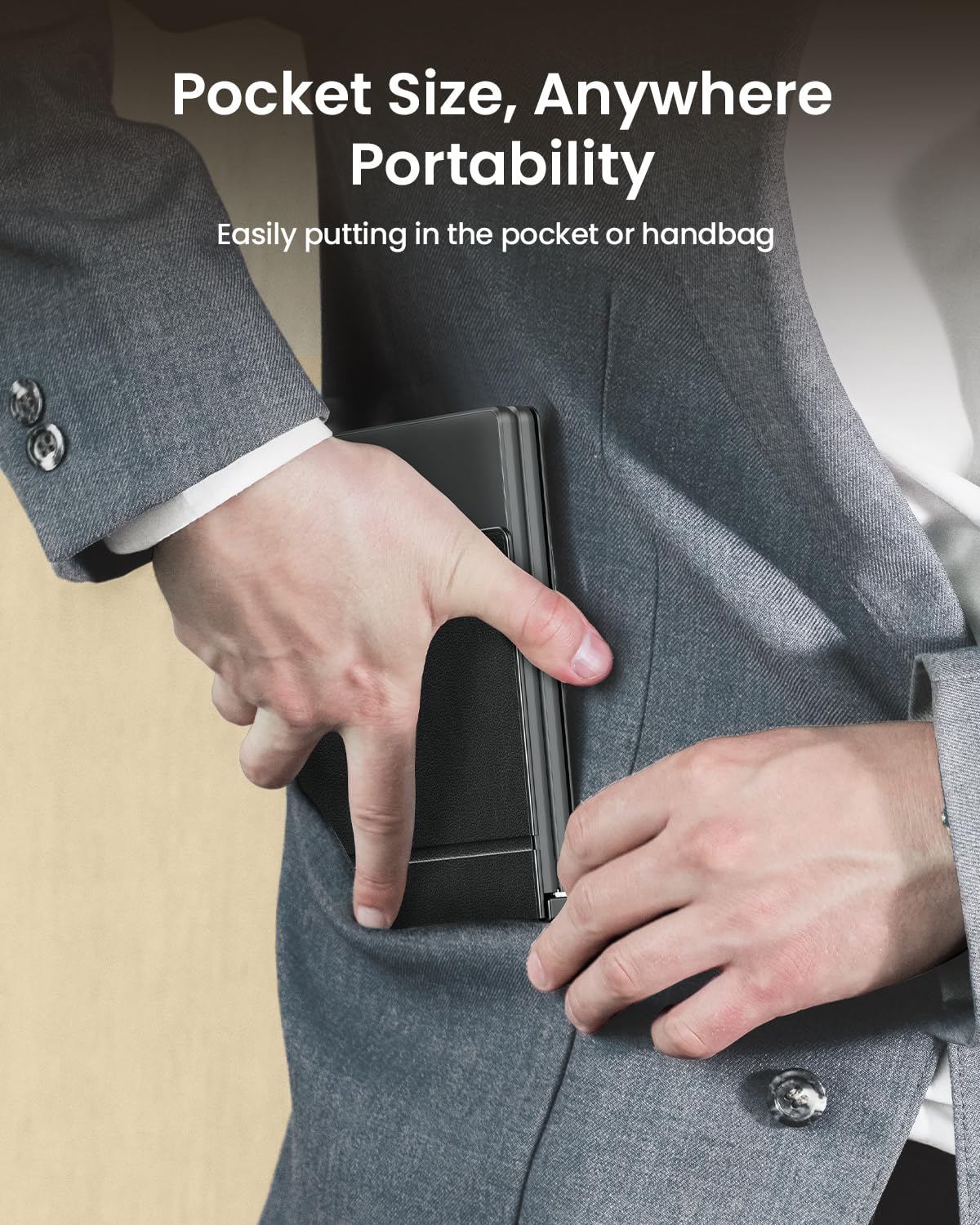 ProtoArc Foldable Compact Keyboard, XK04 Portable Bluetooth Keyboard with PU Leather Cover, Pocket-Sized Wireless Travel Keyboard for iPad, iPhone, Smartphone, Tablet and Laptop（Black）