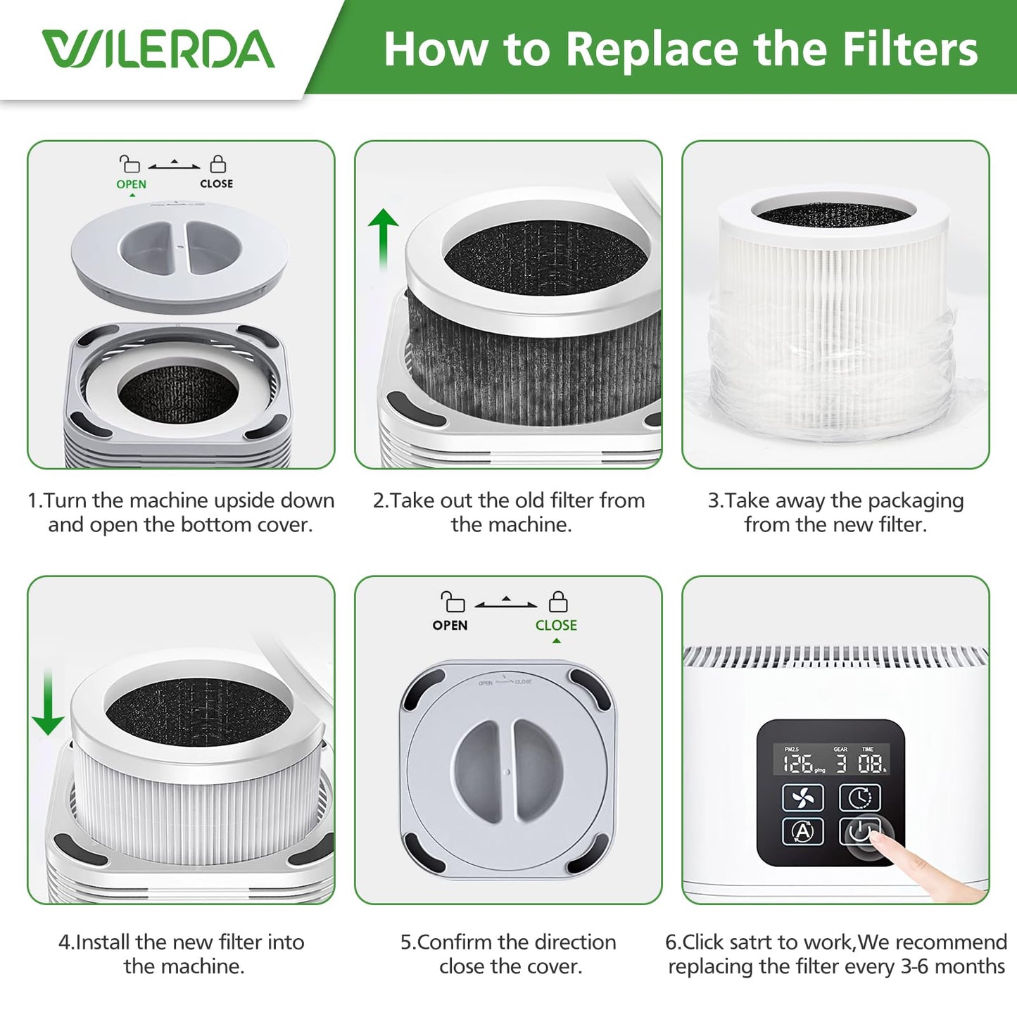 2 Pack A1 Replacement Filter Compatible with VEWIOR A1 Air Purifier, AMEIFU AP01W, KOIOS HQKJ-50 Air Pur ifier, 3-in-1 H13 True HEPA Air Cleaner Filter