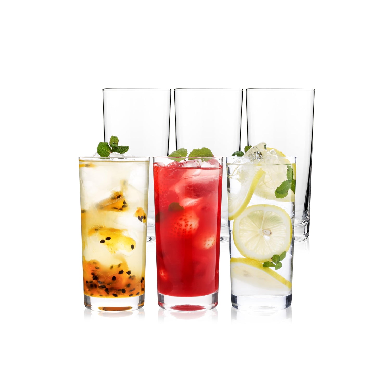 OUWO Highball Glasses Set of 12, 16oz Tall Drinking Glasses, Water Glass for Kitchen, Tom Collins Glass, Cocktail Glasses for Bar Glassware