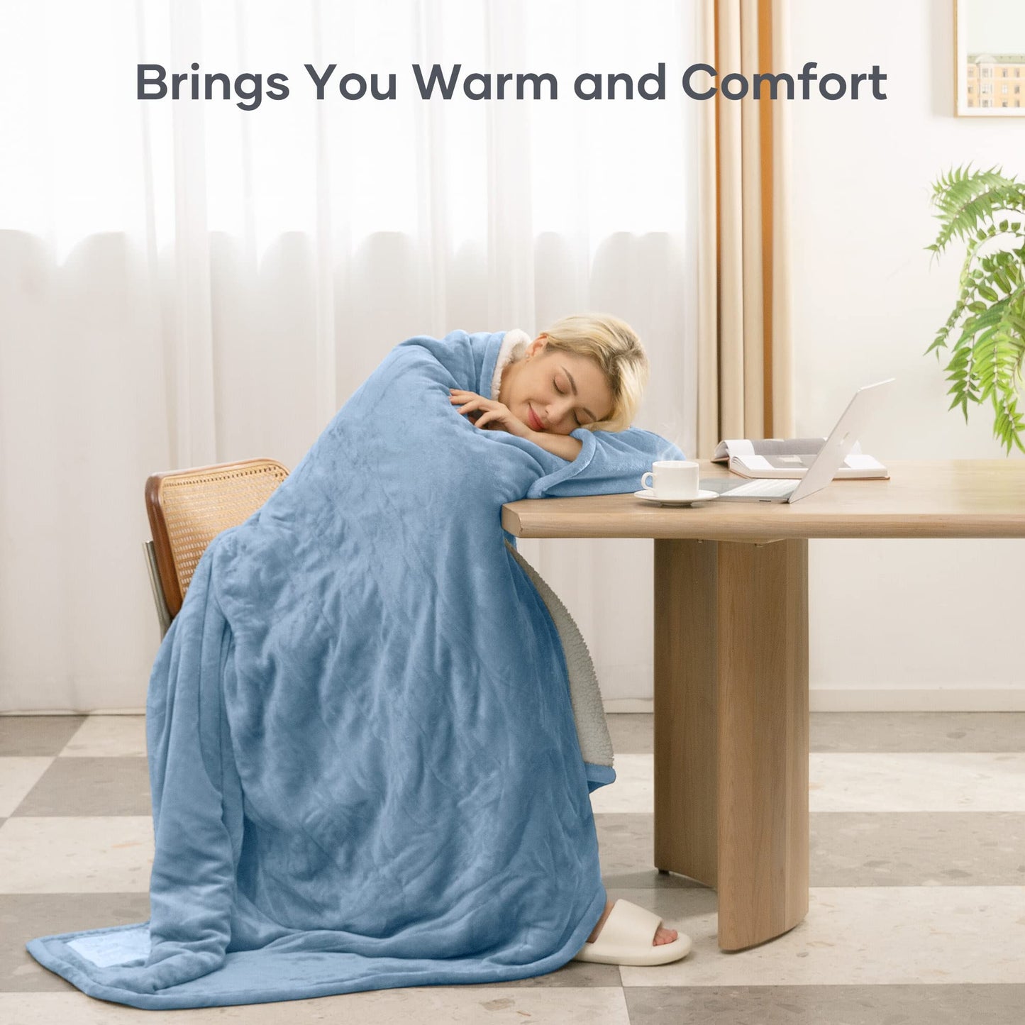 Heated Blanket Twin Size 62"x 84", Electric Heated Throw with 6 Heating Levels Fast Heating & Machine Washable, Full Body Warming with Auto-Off Overheating Protection 10H Timer for Home Use Blankets