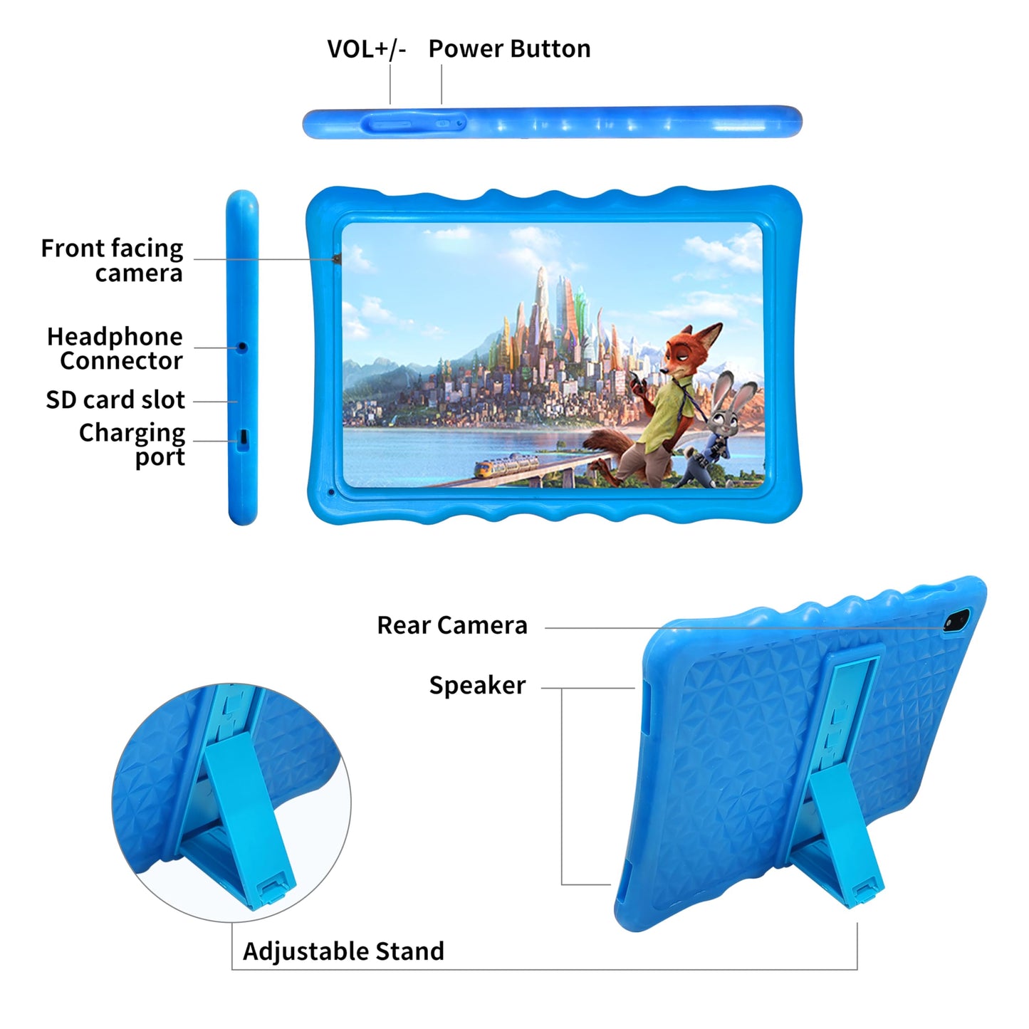 Android 13 Kid Tablet,10 inch Tablets for Kid, 4GB RAM &32GB ROM, 1280 * 800 IPS, Kids Tablets with Colorful Kid-Proof Case,10 inch Kids Tablet, Blue