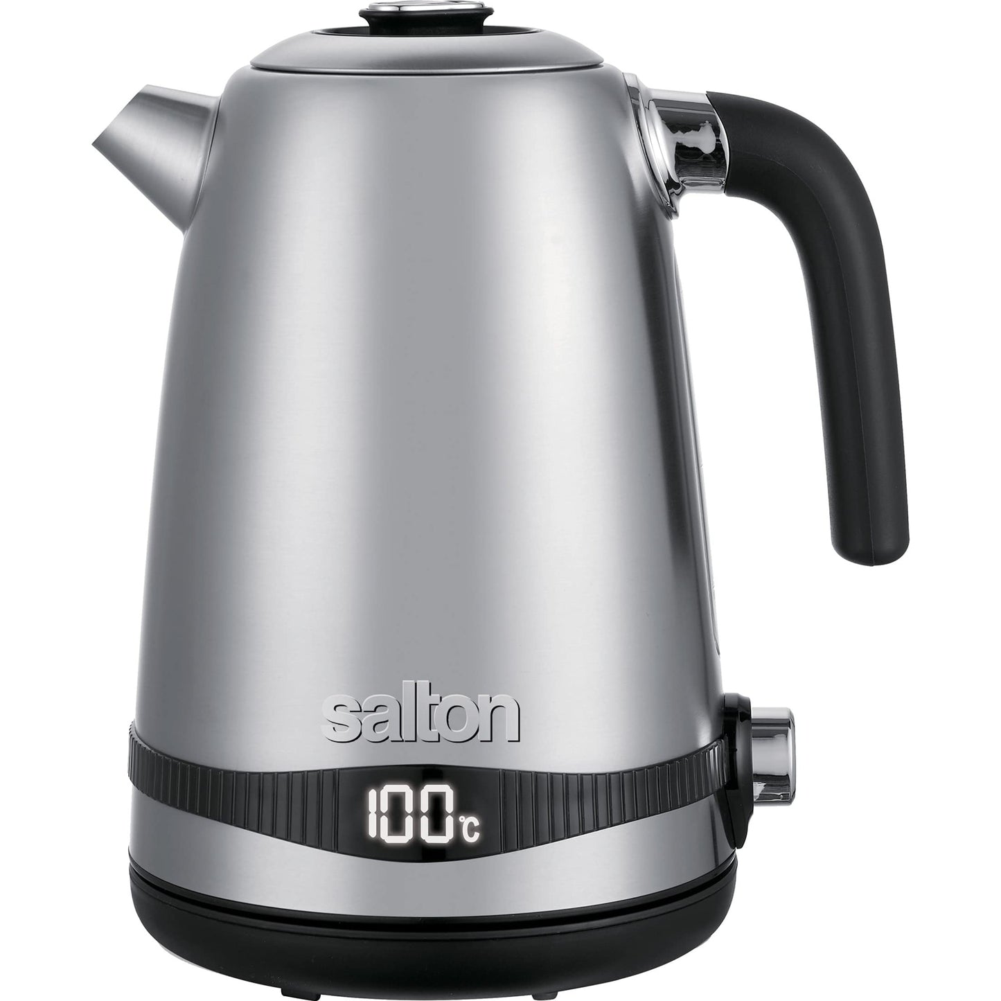 Salton Cordless Electric Stainless-Steel Kettle | 1.7 L | Dial Variable Temperature Control & Digital Display | 3-Level Safety System | 1100 Watts | Automatic Shut-Off | 100% Canadian-owned & operated