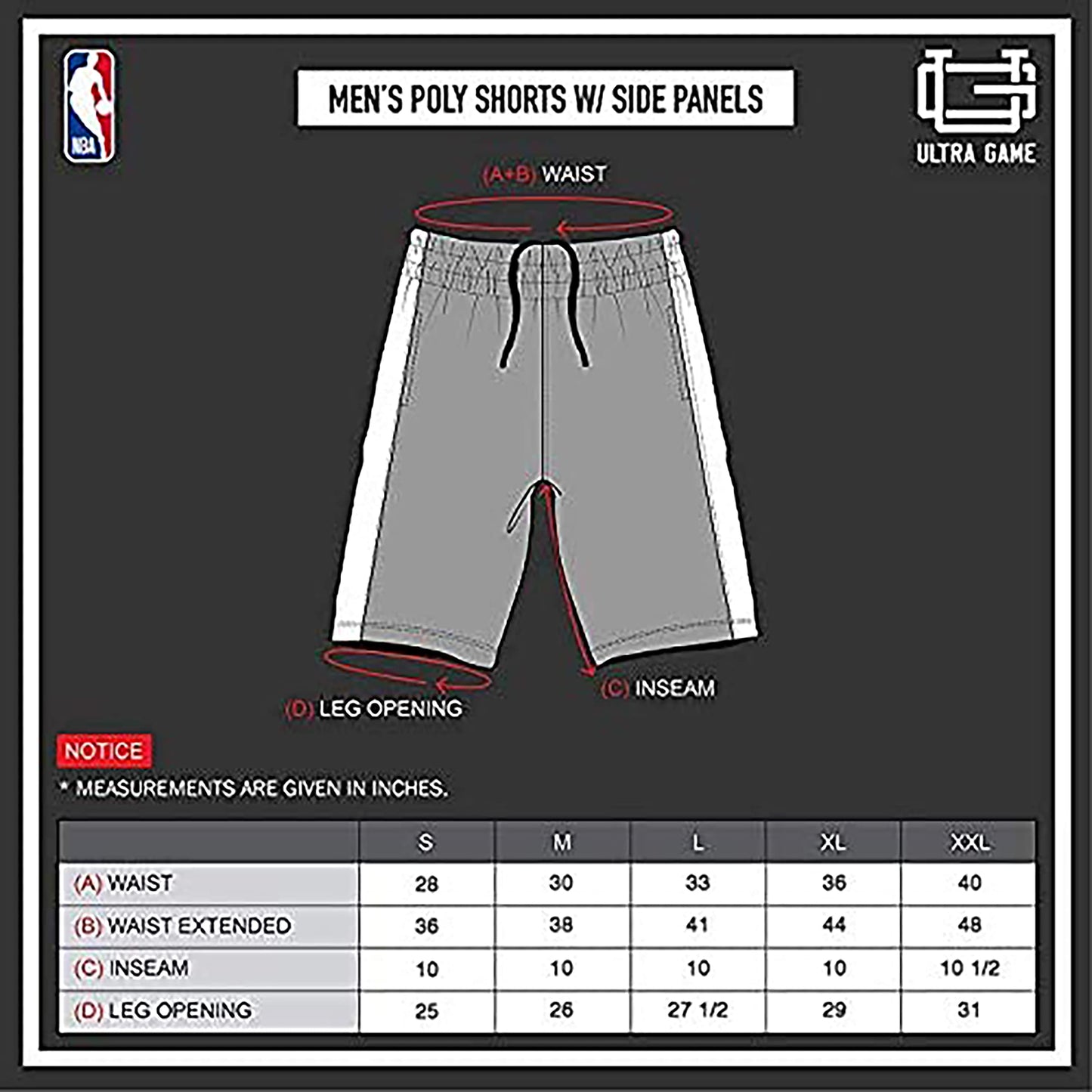 Ultra Game NBA Men's Knit Active Basketball Shorts Black