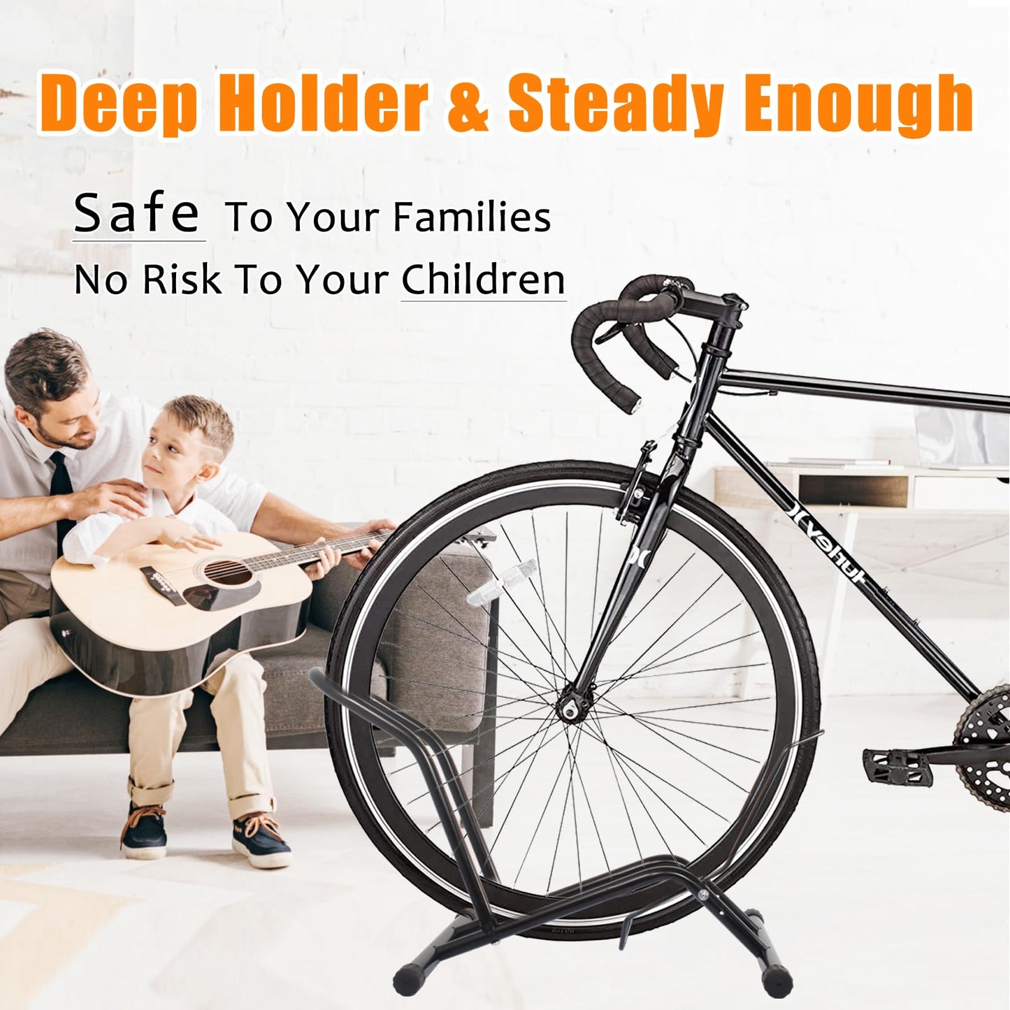 Bike Stand Floor Bike Rack Garage Bicycle Stands for Storage Indoor/Outdoor, Front and Rear Wheel Parking Rack Stand Perfect for 16"-29" Kid's Bikes/Mountain Bike/Road Bike