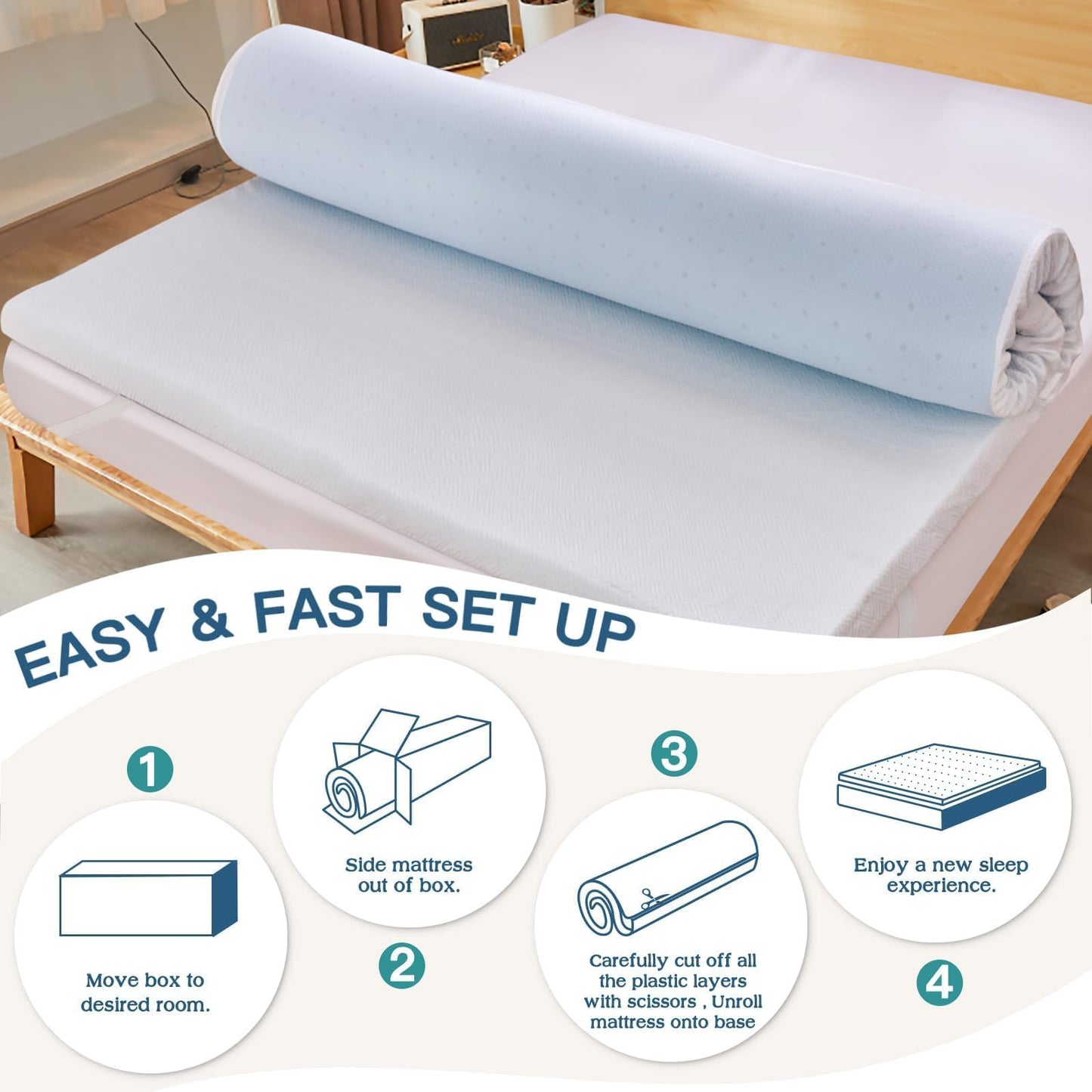 Airensky 2 Inch Memory Foam Mattress Topper, Cooling Gel Infused High Density Twin (39"x75") Topper with Removable Skin-Friendly Cover, Bed Topper for Pressure Relief Back Pain, CertiPUR-US Certified