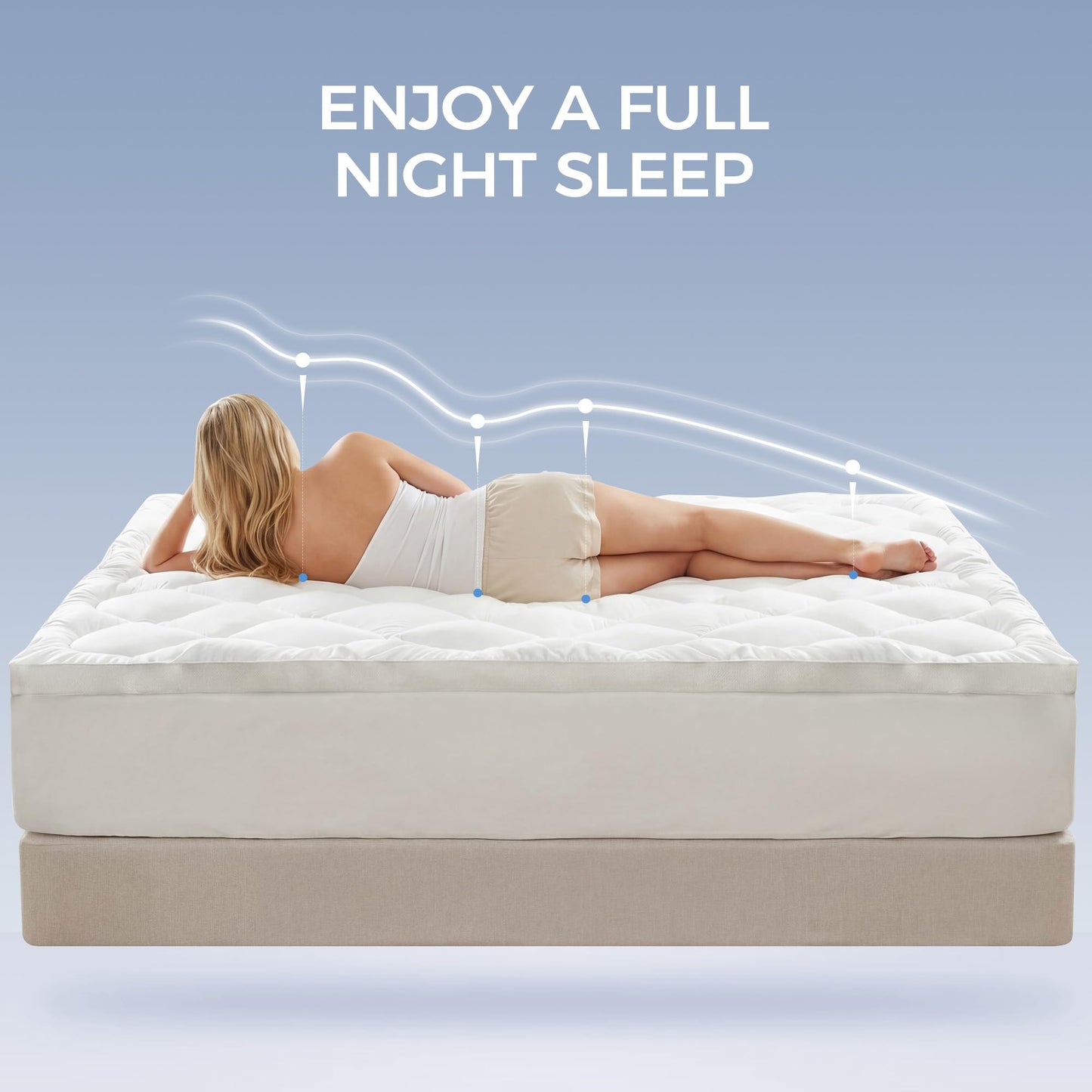 Puredown® 3 Inch Memory Foam Mattress Topper Twin Size, Fluffy Quilted Mattress Pad with Shredded Memory Foam & Polyester Fill, Breathable Soft Support for Back Pain Relief