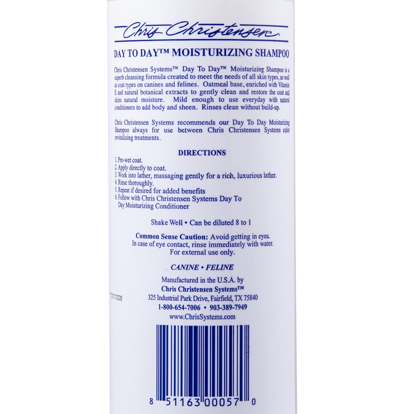 Chris Christensen Day to Day Ultra Concentrated Dog Shampoo, Makes up to 8 Bottles, Groom Like a Professional, Moisturizing, All Coat Types, for Daily Use, Made in USA, 16oz