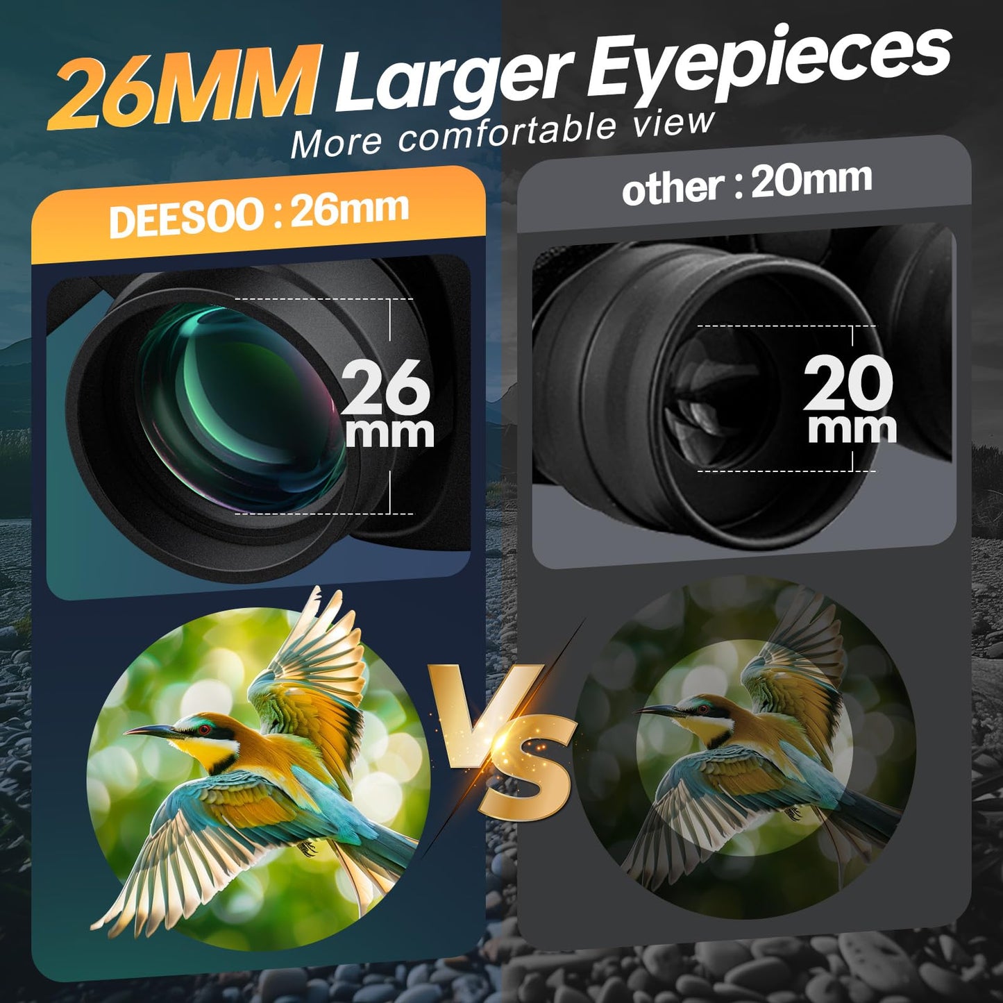 Deesoo 20x52 Binoculars for Adults High Powered - HD Large View Binoculars with Low Light Vision - Professional Binocular for Bird Watching Hunting Travel Cruise Outdoor Sports with Carrying Bag