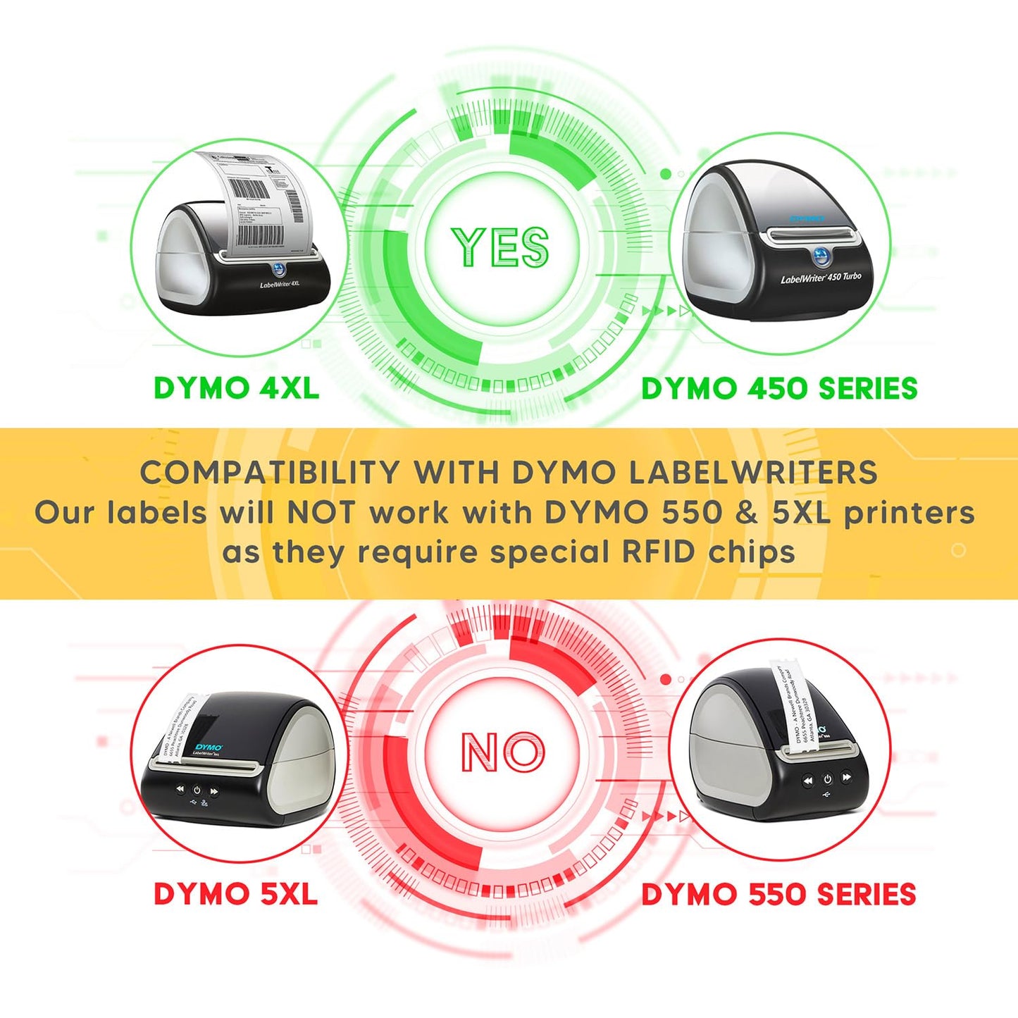 HOUSELABELS Compatible DYMO 30256 Yellow Shipping Labels (2-5/16" x 4"), Strong Permanent Adhesive, Compatible with DYMO LW 450, 4XL, Rollo & Zebra Desktop Printers, 6 Rolls /1800 Labels