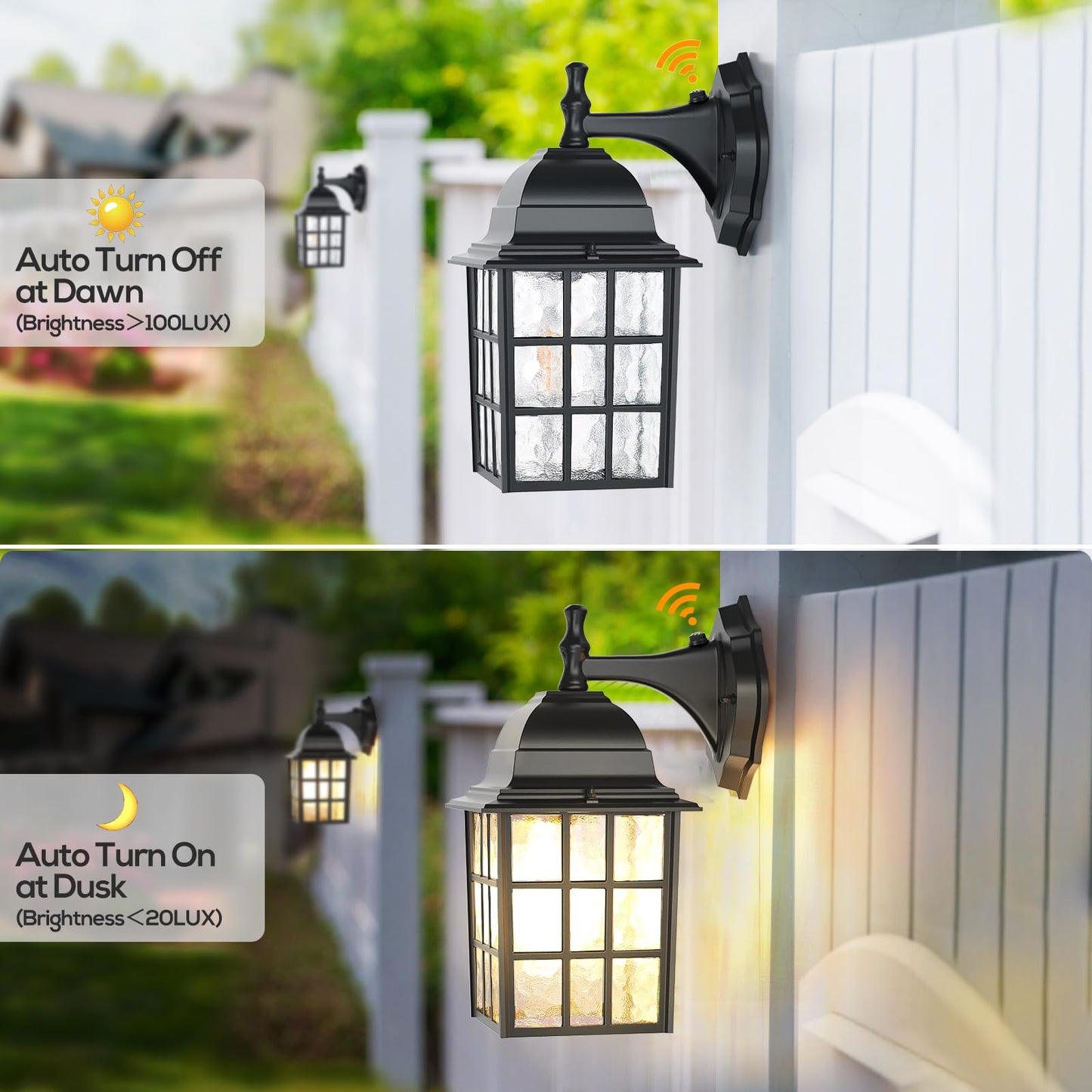 12'' Dusk to Dawn Outdoor Lights for House 2 Packs, Exterior Light Fixtures Porch Light Wall Mount, Waterproof Aluminum Outside Lights Sconce, Modern Outdoor Lighting Lanterns for Garage Patio, Black