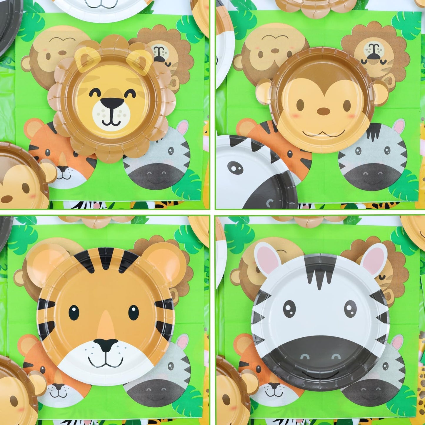 Jungle Safari Birthday Party Decorations, Animal Paper Plates, Safari Tablecloth, Animal Balloons, Happy Birthday Banner, Napkins, Animal Cups, Jungle Animal Birthday Decorations for Boys Kids