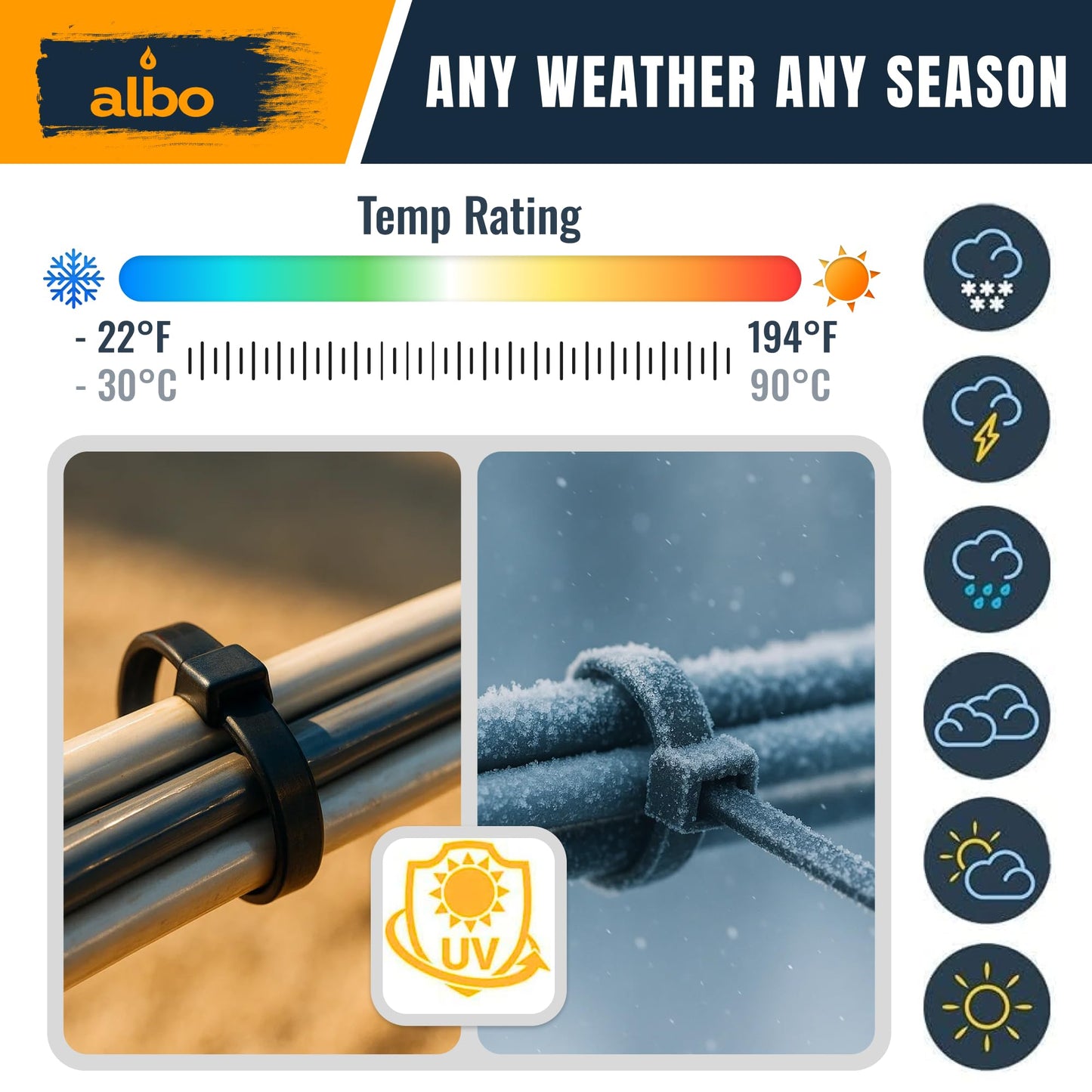ALBO Zip Ties Black 8 Inch 1000 Pack Plastic Cable Ties Thick 0.14 Inch Tie Wraps Heavy Duty 40 lb UV Resistant Nylon Wire Ties for Indoor and Outdoor
