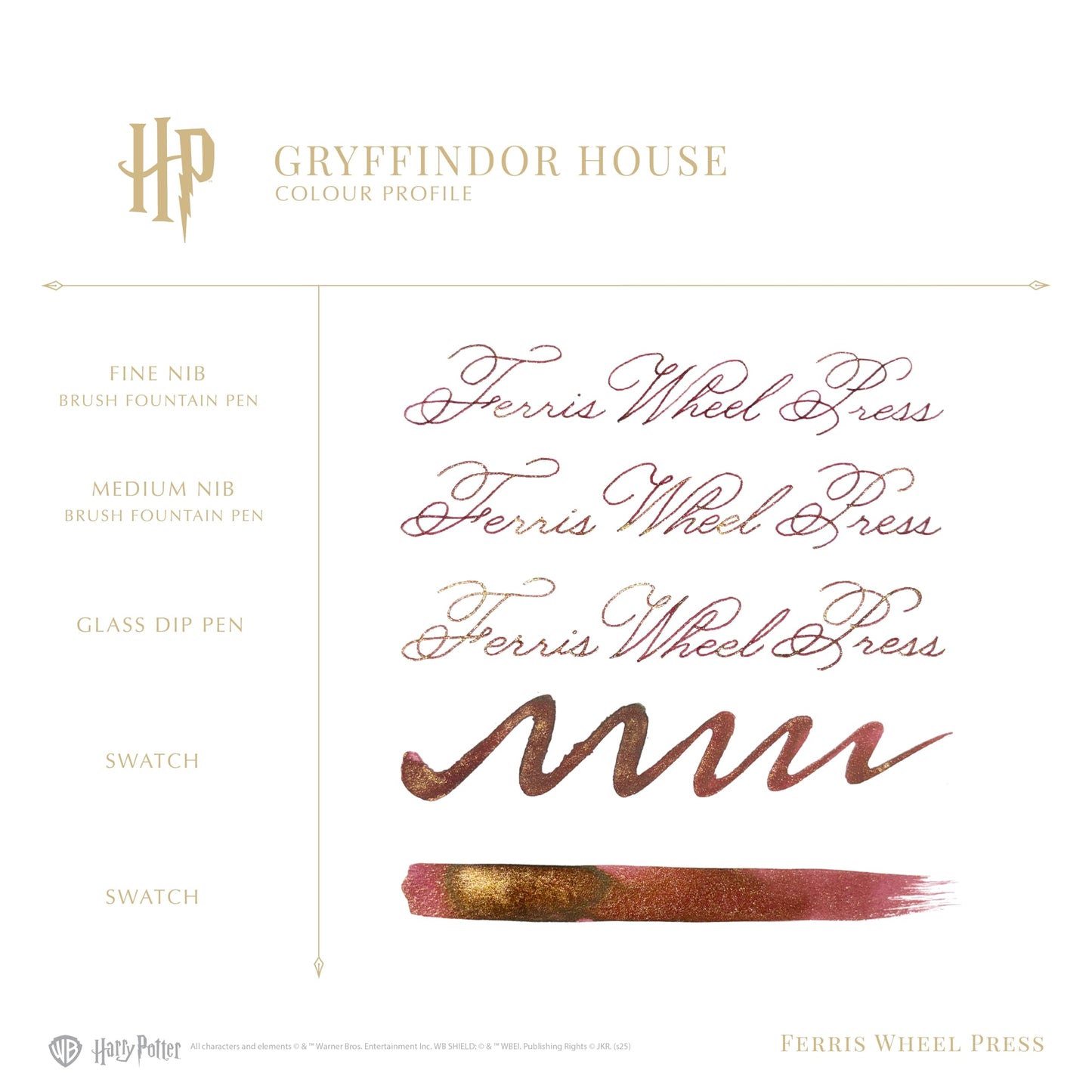 Ferris Wheel Press, Warner Bros., Official Licensed, Harry Potter, Dabbler Pen & 10ml Ink Set, Gryffindor House, 0.8mm Fine Tip