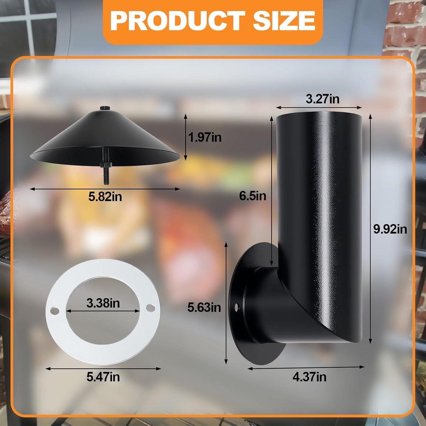 Pellet Grill Smoke Stack Chimney Replacement for Pit Boss Traeger Camp Chef, Replacement Stack Smoker Kits with Umbrella, Gasket, Screw, Locking Washer & Washer
