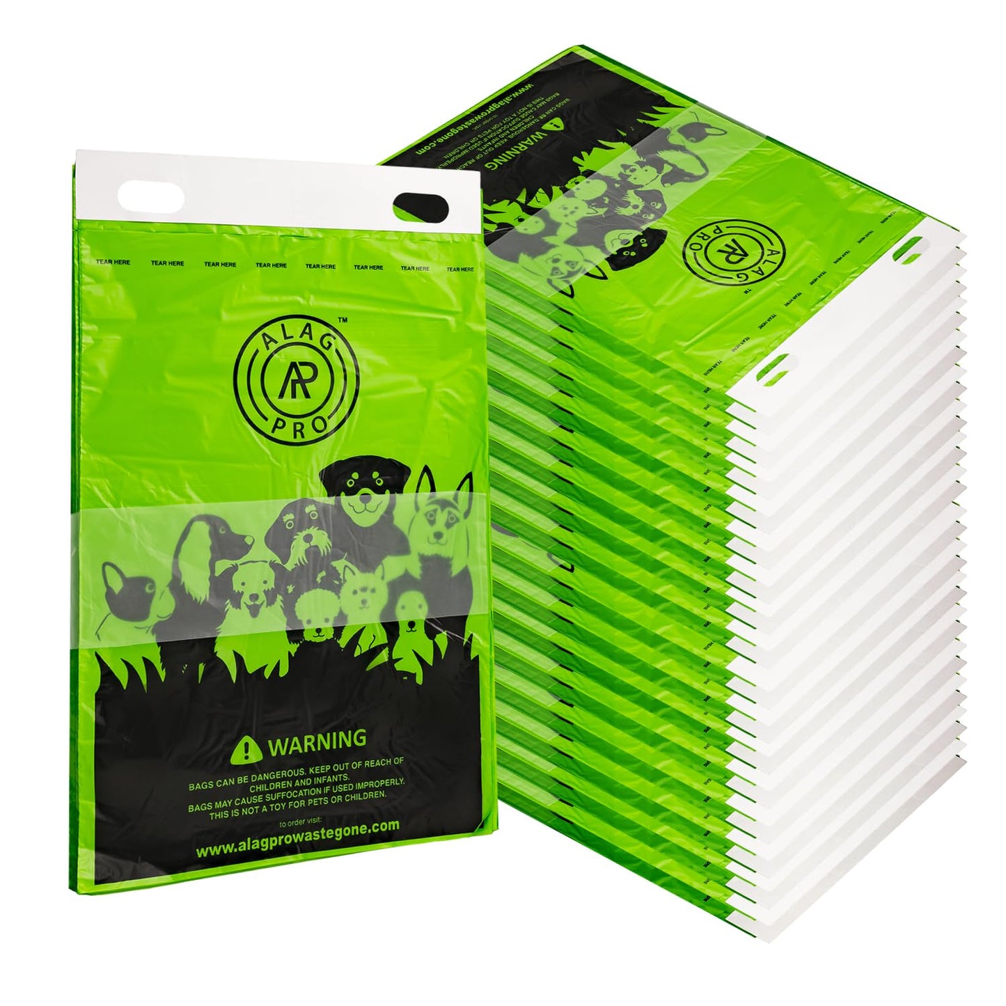ALAGPRO® 800 Pull-Strap Dog Waste Station Refill Header Bags, Designed to Fit Any Pet Waste Header Stations - 8 headers of 100 bags