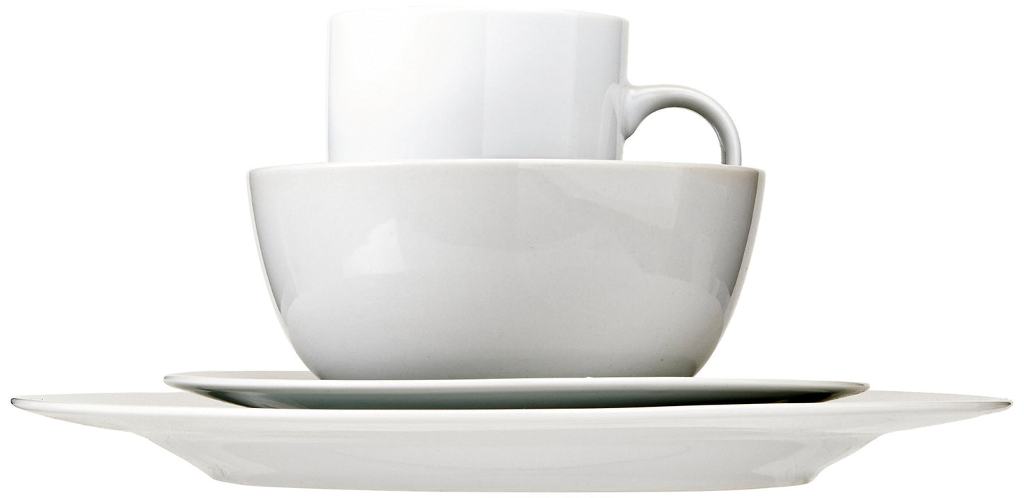 Amazon Basics 16-Piece Dinnerware Set, Plates, Bowls, Mugs, Service for 4, White