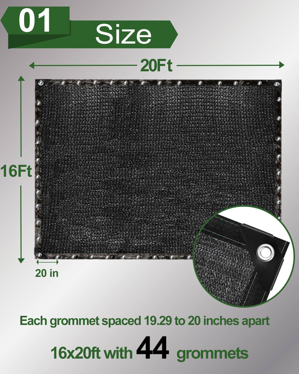 70% Sunblock Shade Cloth Net Black Resistant - 16x20 Ft Garden Shade Mesh for Plant Cover, Greenhouse, Chicken Coop, Kennels, Tomatoes Plants