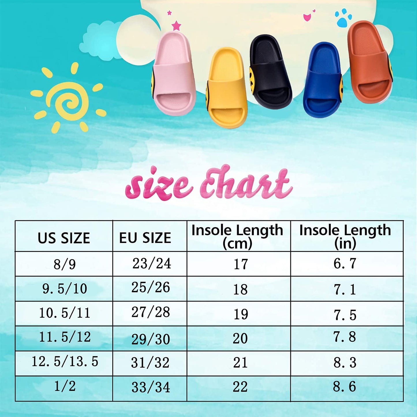 Uonesone Womens Slides,Pillow Slippers Sandals for Men,Unisex Non slip Quick Dry Shower Shoes Indoor Outdoor Open Toe Spa Bath Pool Gym House Casual Massage Smile Face Slippers, Pink, 5-6