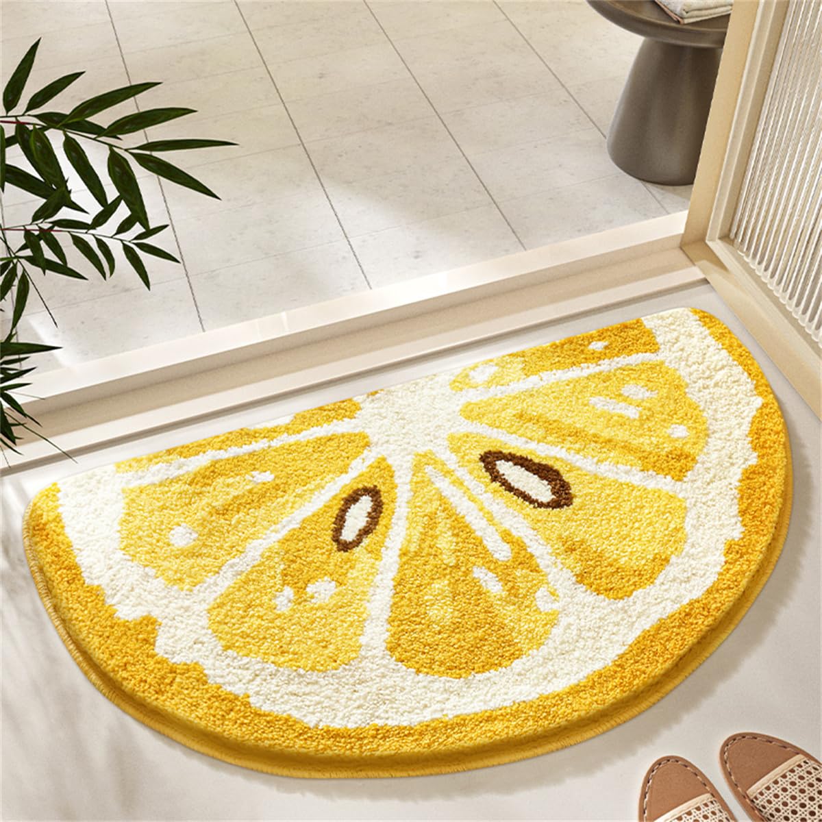 Ankah Fruit Bath Mats Cute Bathroom Rugs, Particularly Absorbent, Very Soft, and Dry Fast that Fits for Kid's Room, Bathroom or Other Room, 17.7" x 31.5", Lemon