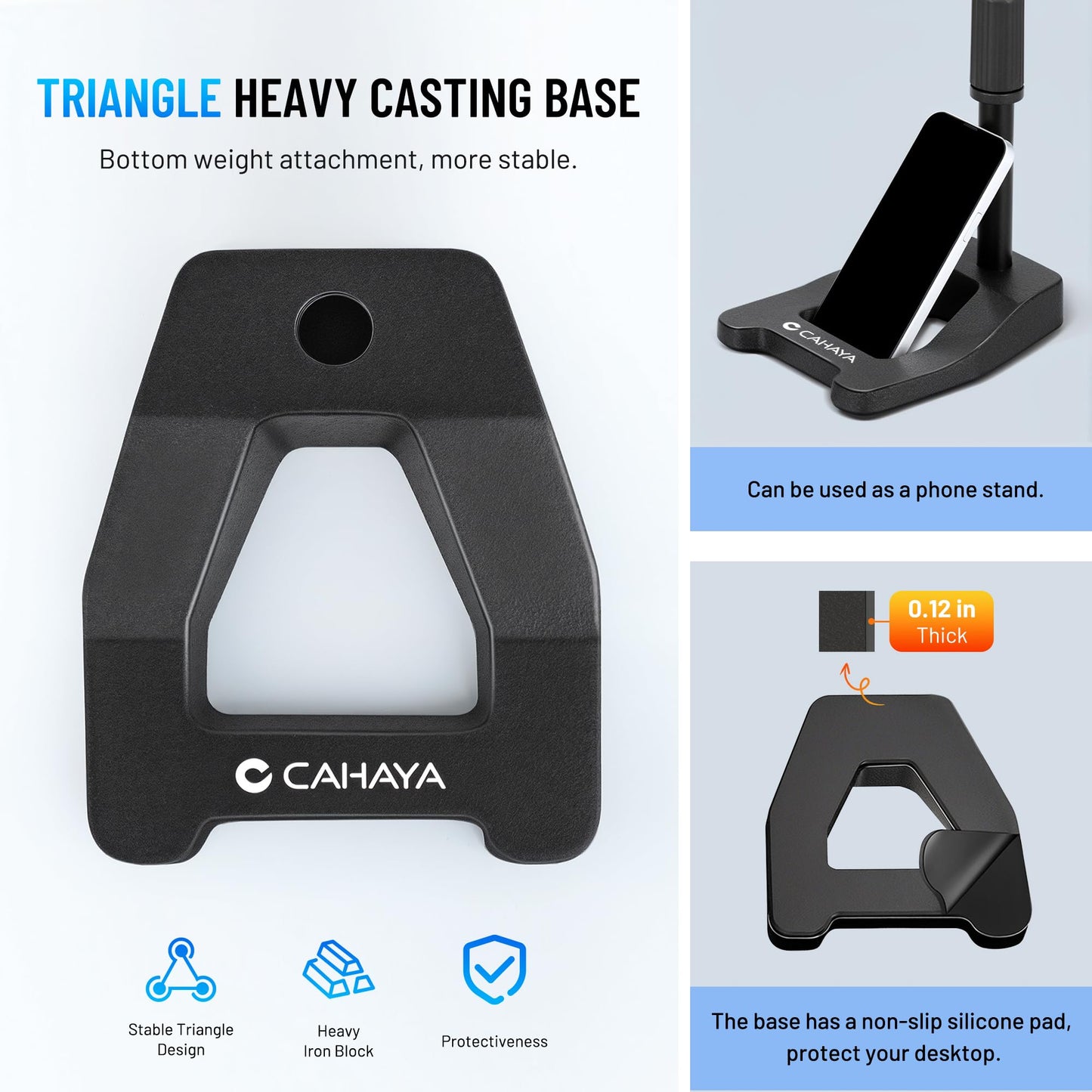 CAHAYA Desk Mic Stand Adjustable - Sturdy Microphone Stand Desktop Metal Weighted Base A-frame Table Mic Mount with 2 Mic Clips 3/8" to 5/8" Screw Adapter Mic Mount for Singing Stage Performance