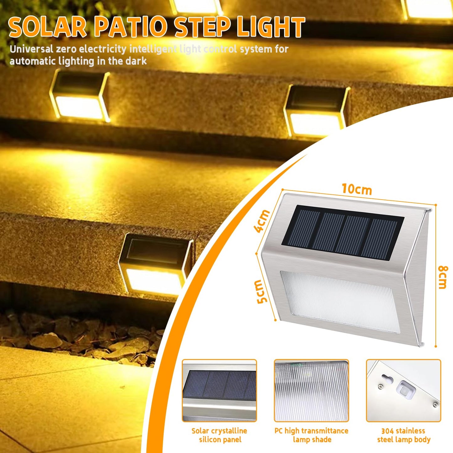 12 Pack Solar Step Lights for Outside, Solar Stair Lights Waterproof IP 65, Led Outdoor Deck Lights,Solar Lights for Garden Stair Patio Deck Yard Front Step Front Porch,Warm White