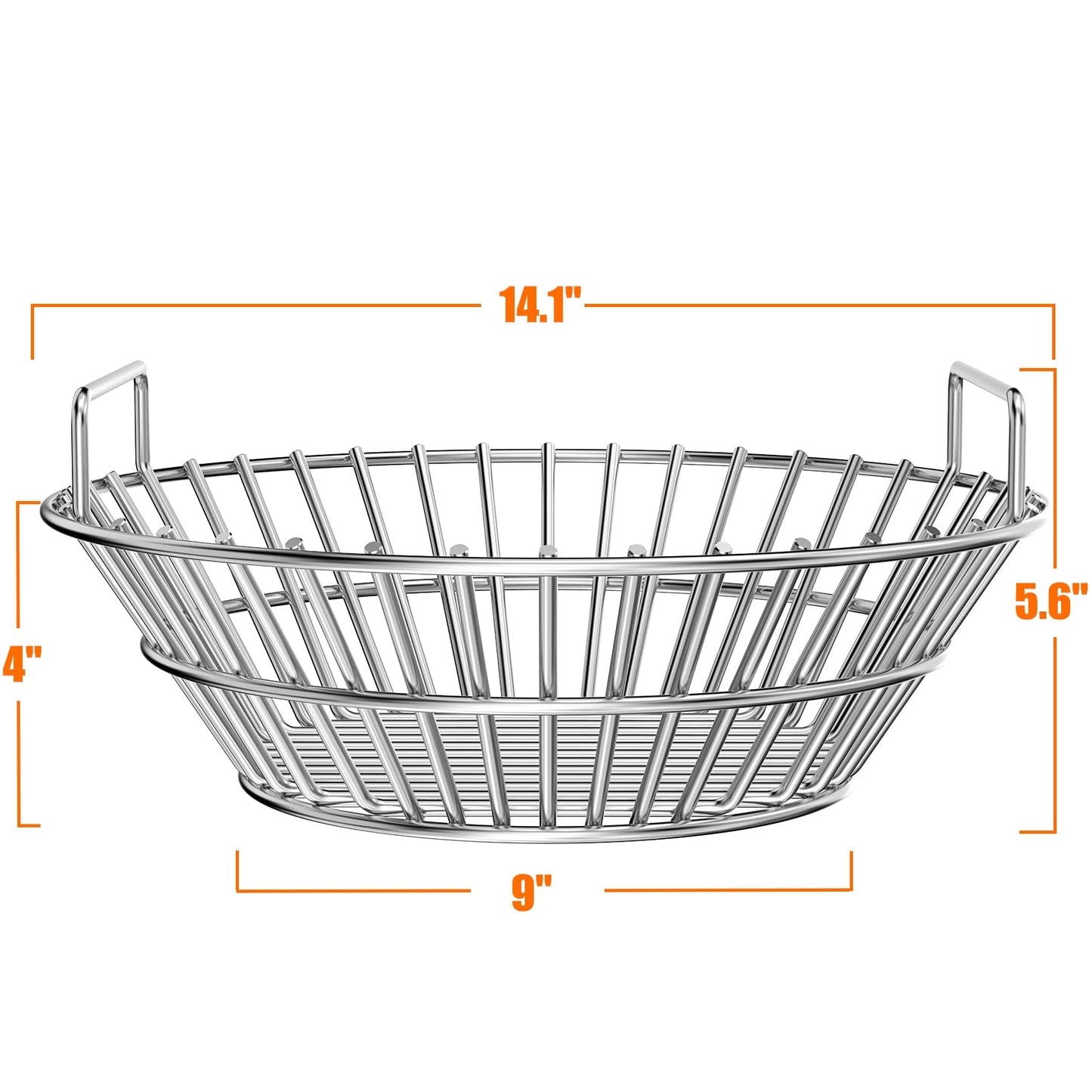 onlyfire Stainless Steel Charcoal Ash Basket Fits Large BGE, Kamado Joe Classic and Other Similar Grills