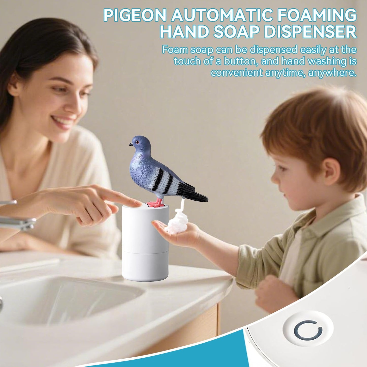 Automatic Foam Soap Dispenser, Pigeon Touchless Foaming Hand Soap Dispenser Automatic Induction Refillable Bird Shaped for Kitchen Bathroom Restaurant Office