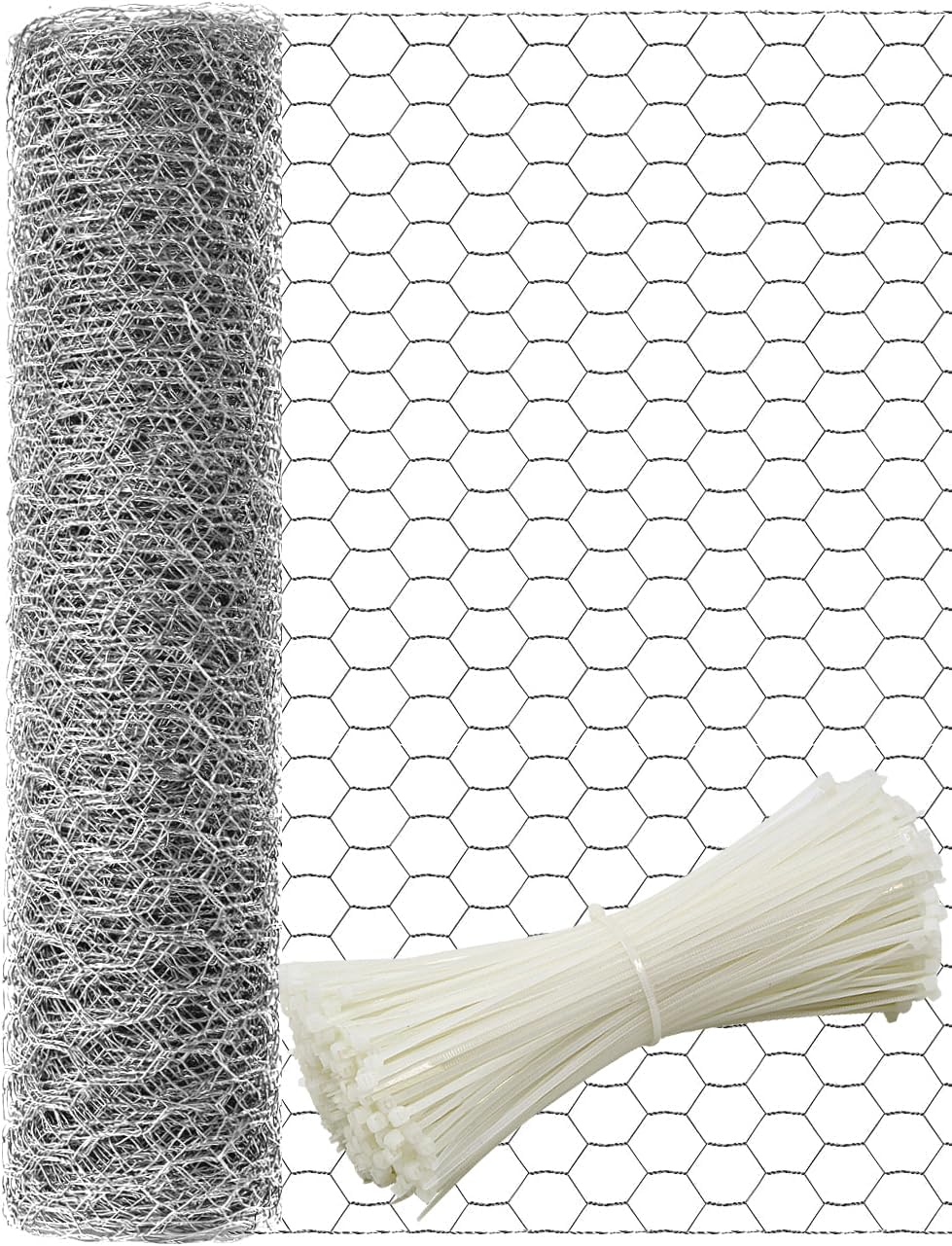 16in x 82ft Chicken Wire, TOYPOPOR 40cm x 25m Poultry Wire Netting Hexagonal Galvanized Mesh Garden Fence Barrier for Pet Rabbit Chicken Fencing (16In x 82FT)